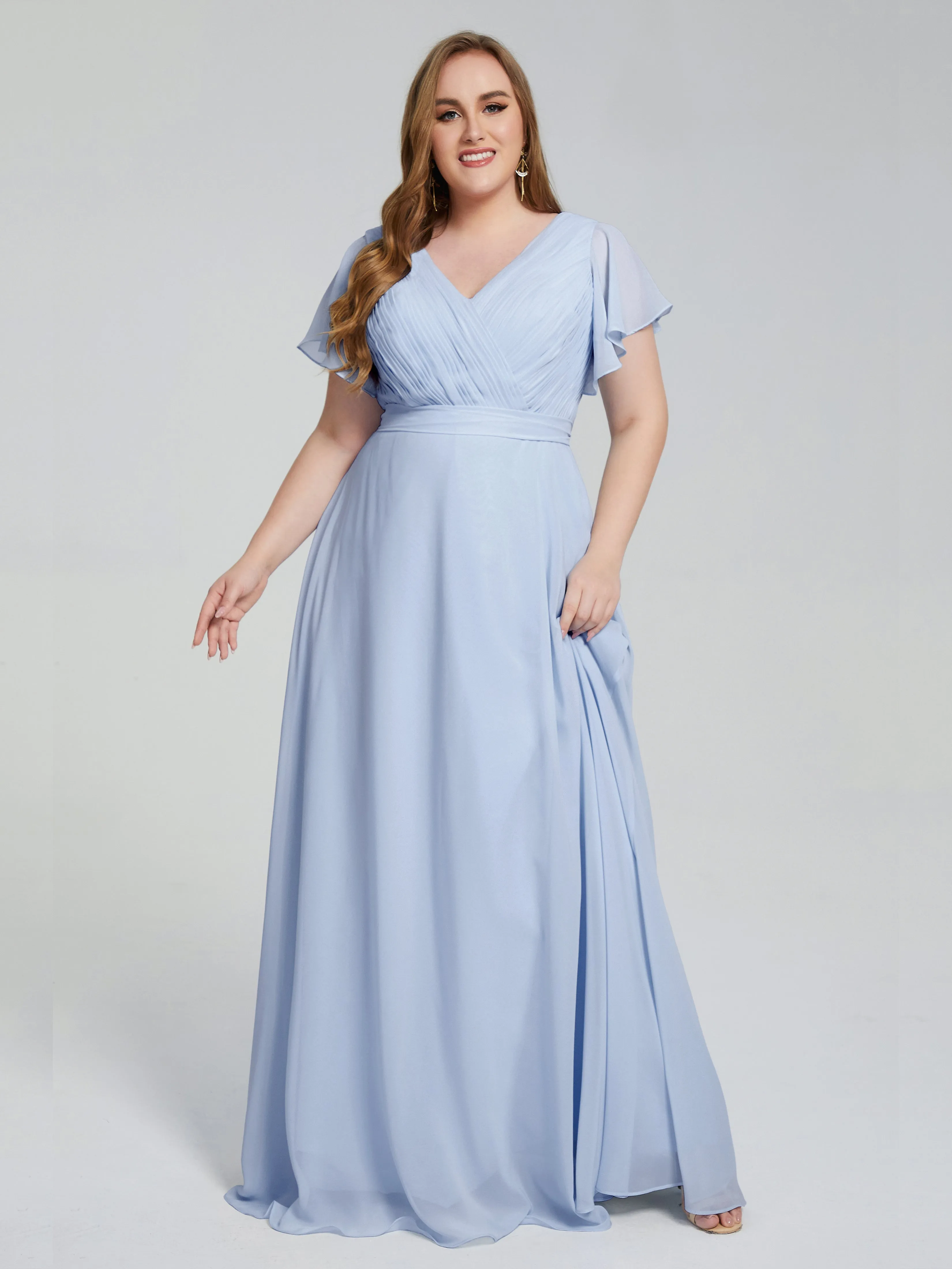 Plus Size Long Bridesmaid Dresses with Sleeves