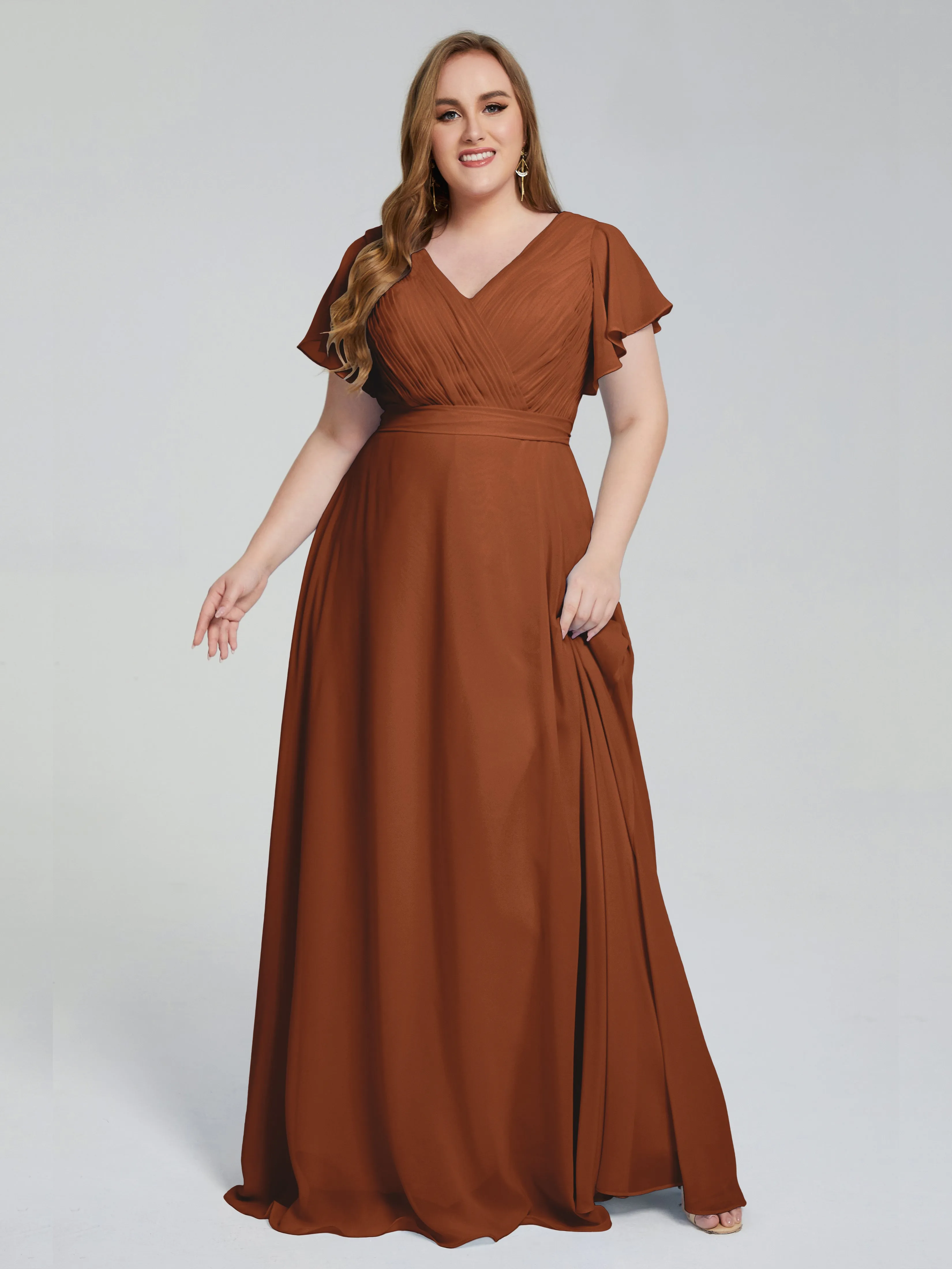 Plus Size Long Bridesmaid Dresses with Sleeves