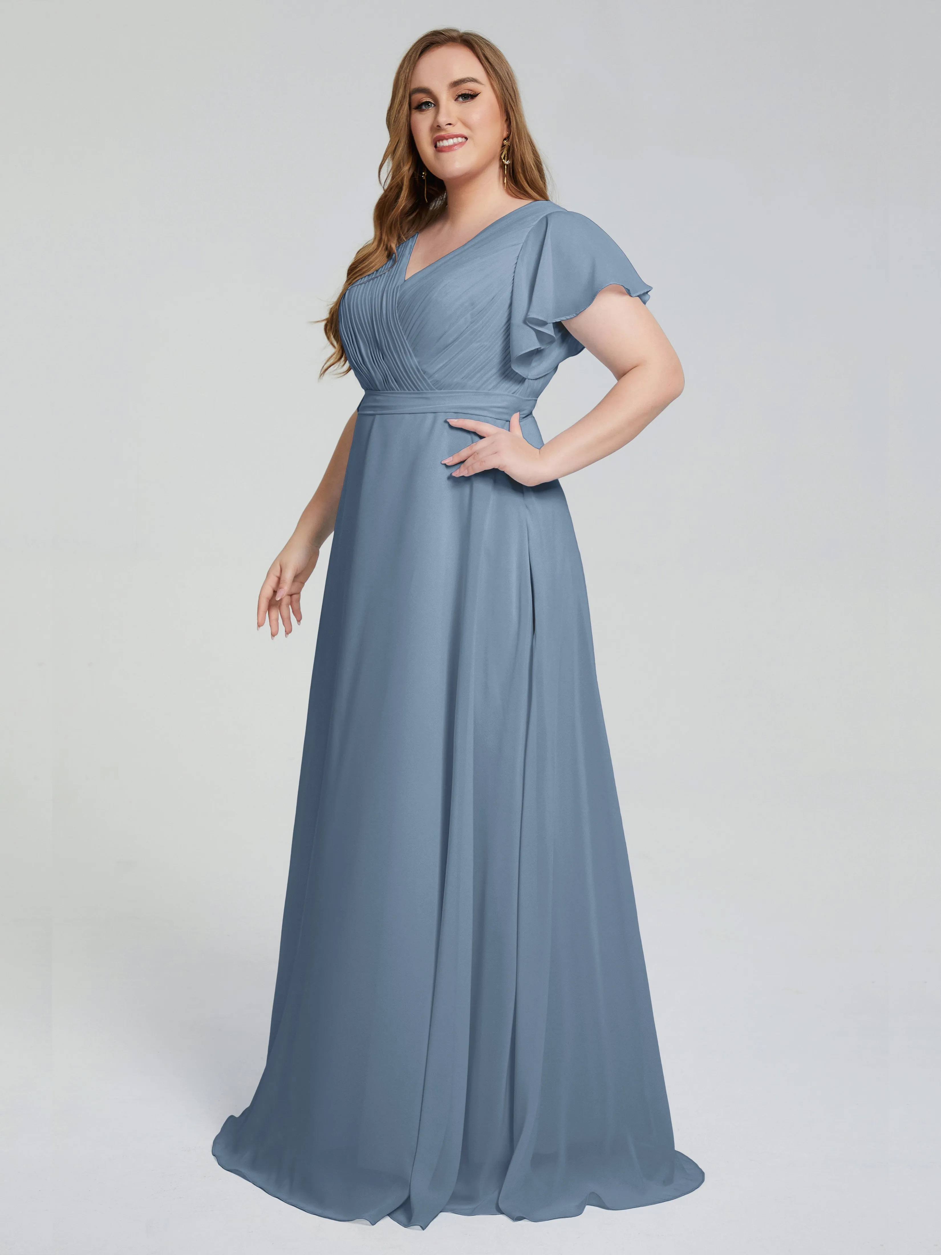 Plus Size Long Bridesmaid Dresses with Sleeves