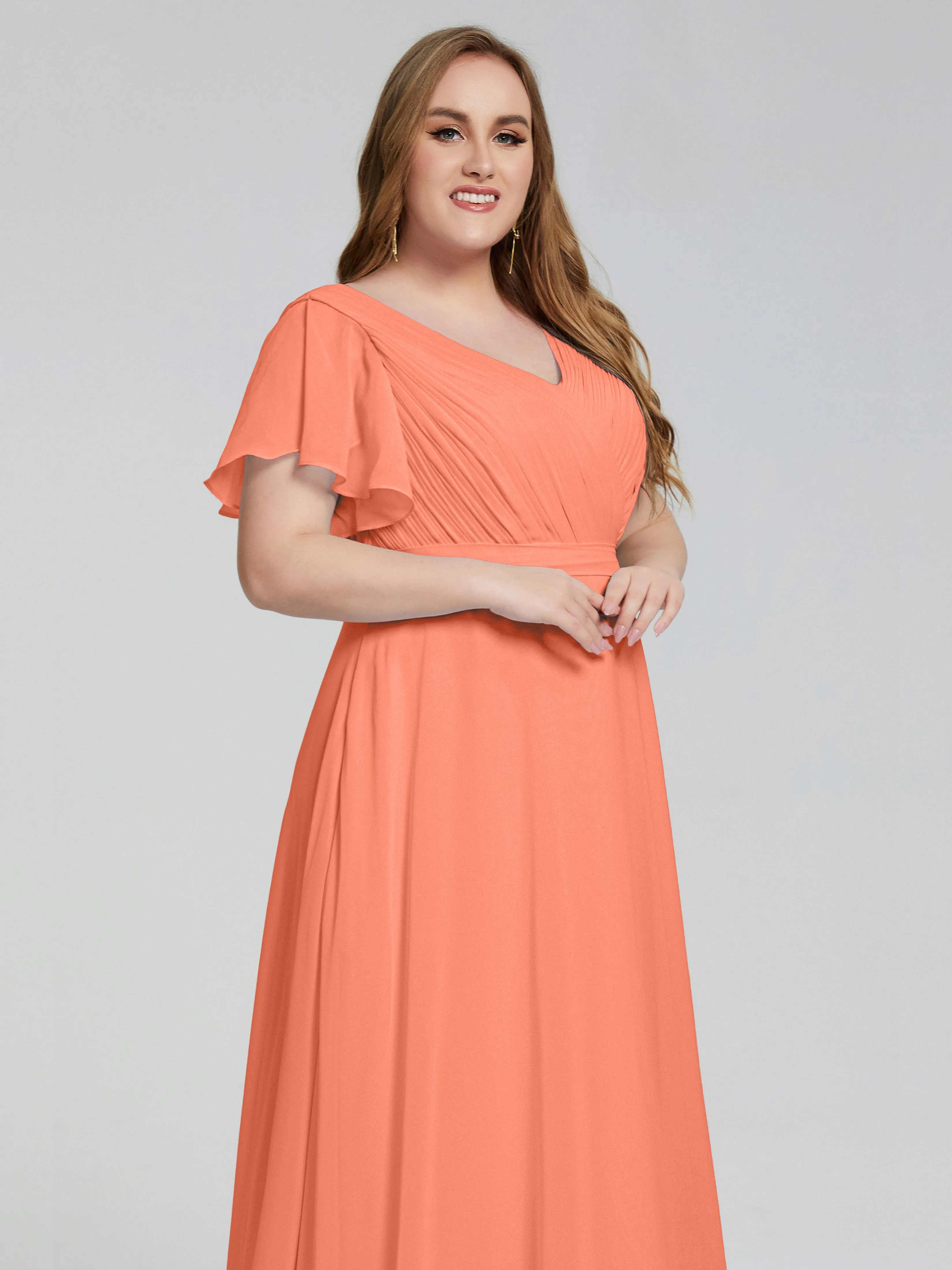 Plus Size Long Bridesmaid Dresses with Sleeves