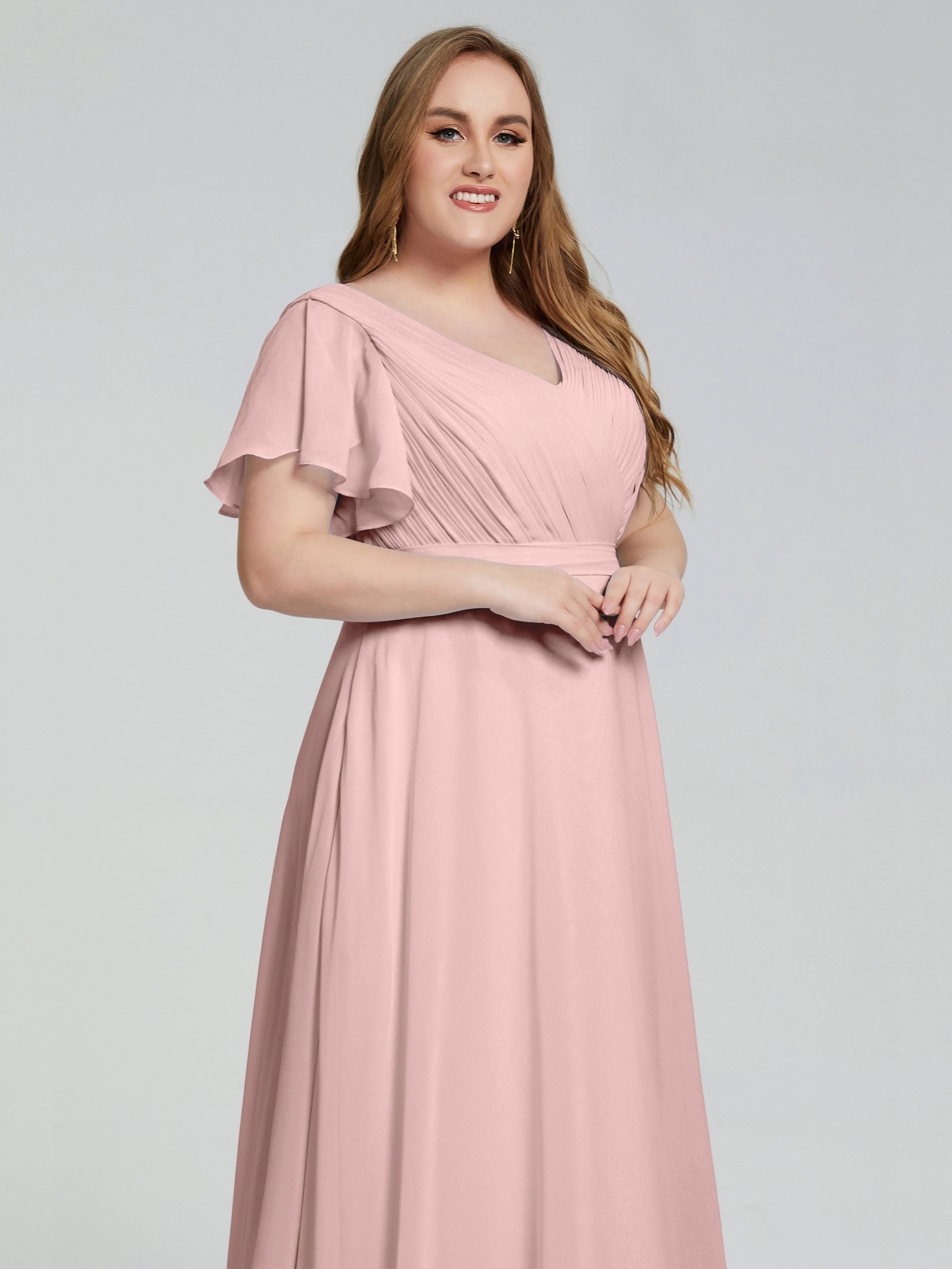 Plus Size Long Bridesmaid Dresses with Sleeves