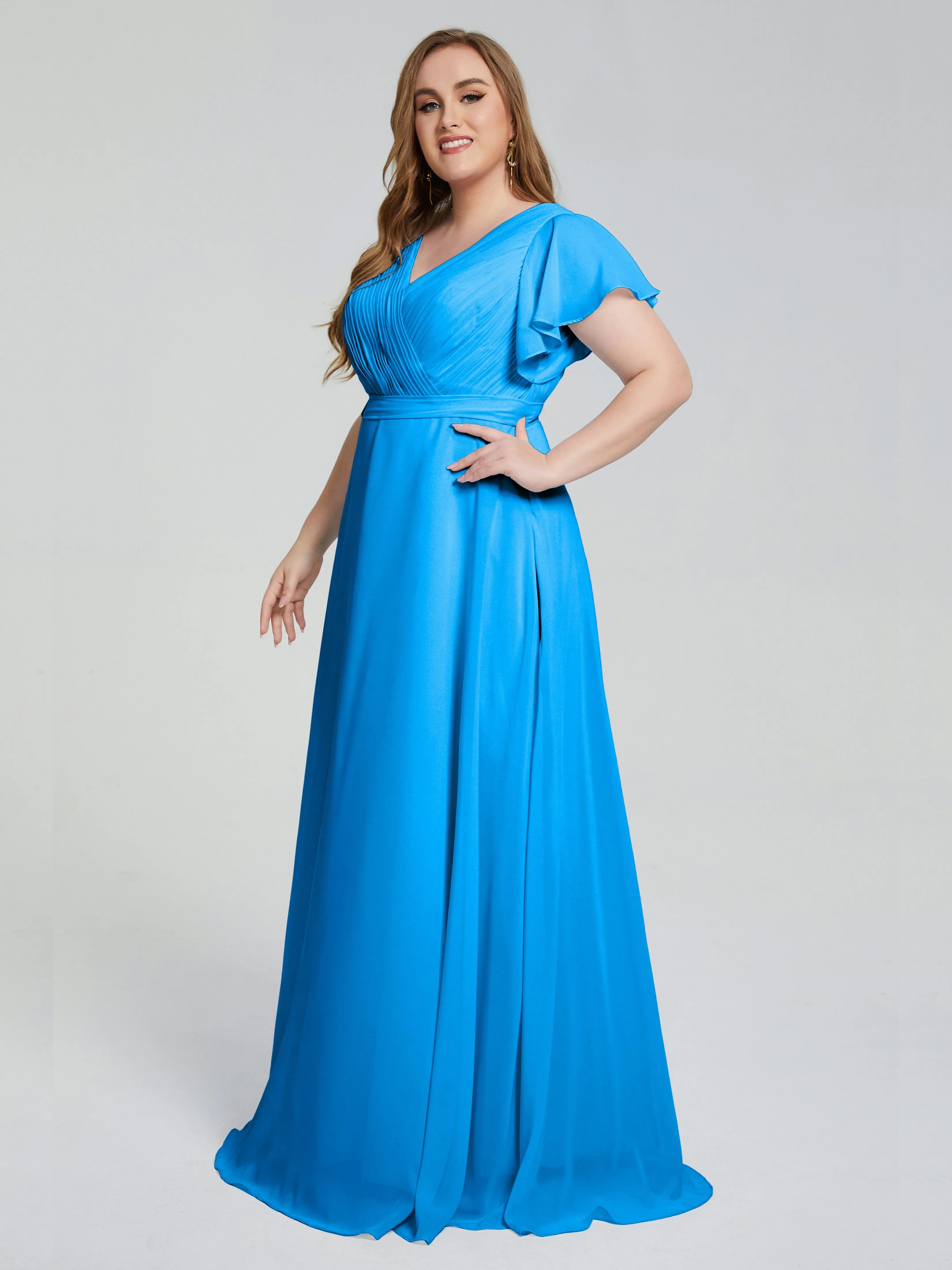 Plus Size Long Bridesmaid Dresses with Sleeves