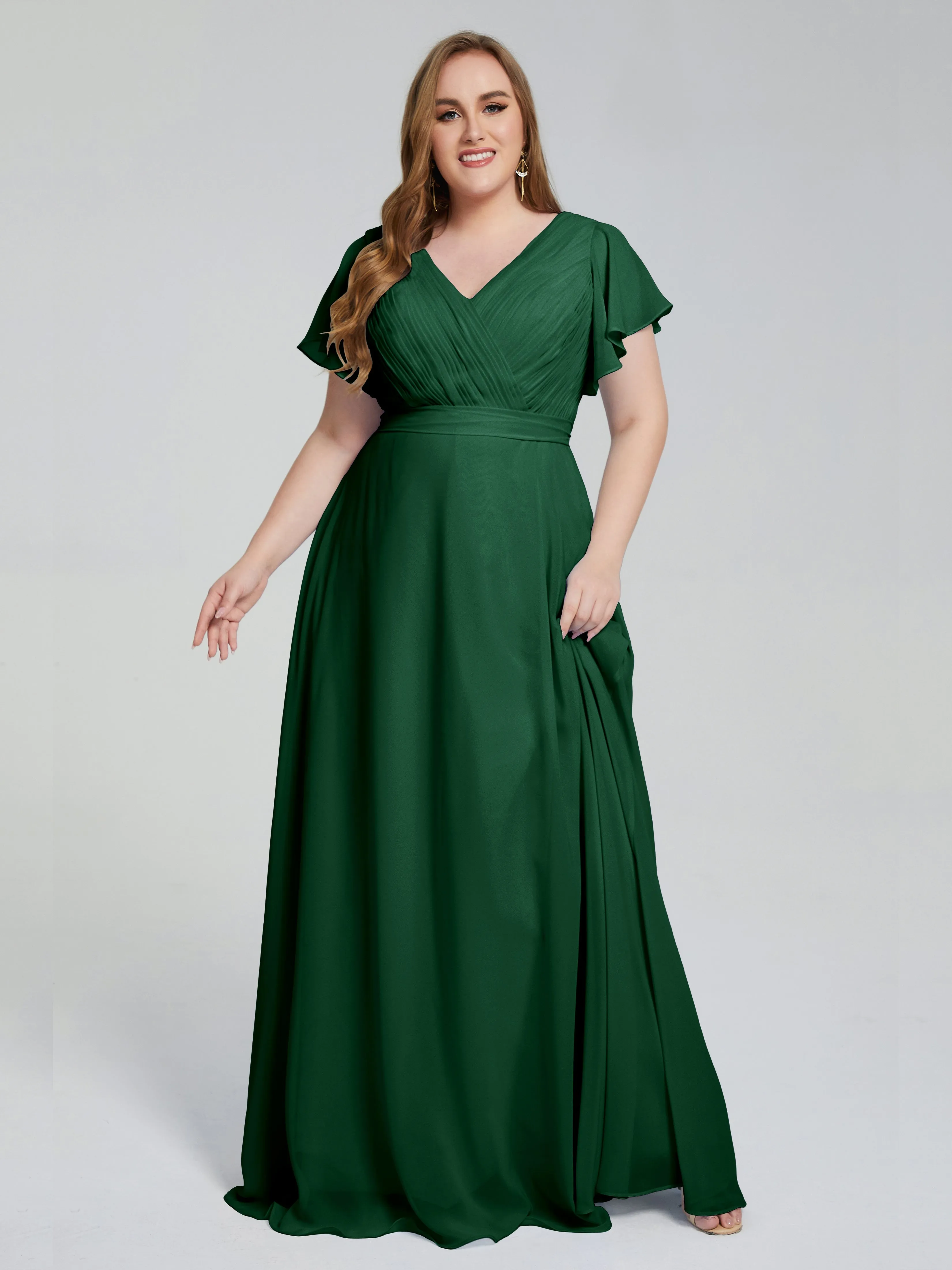 Plus Size Long Bridesmaid Dresses with Sleeves