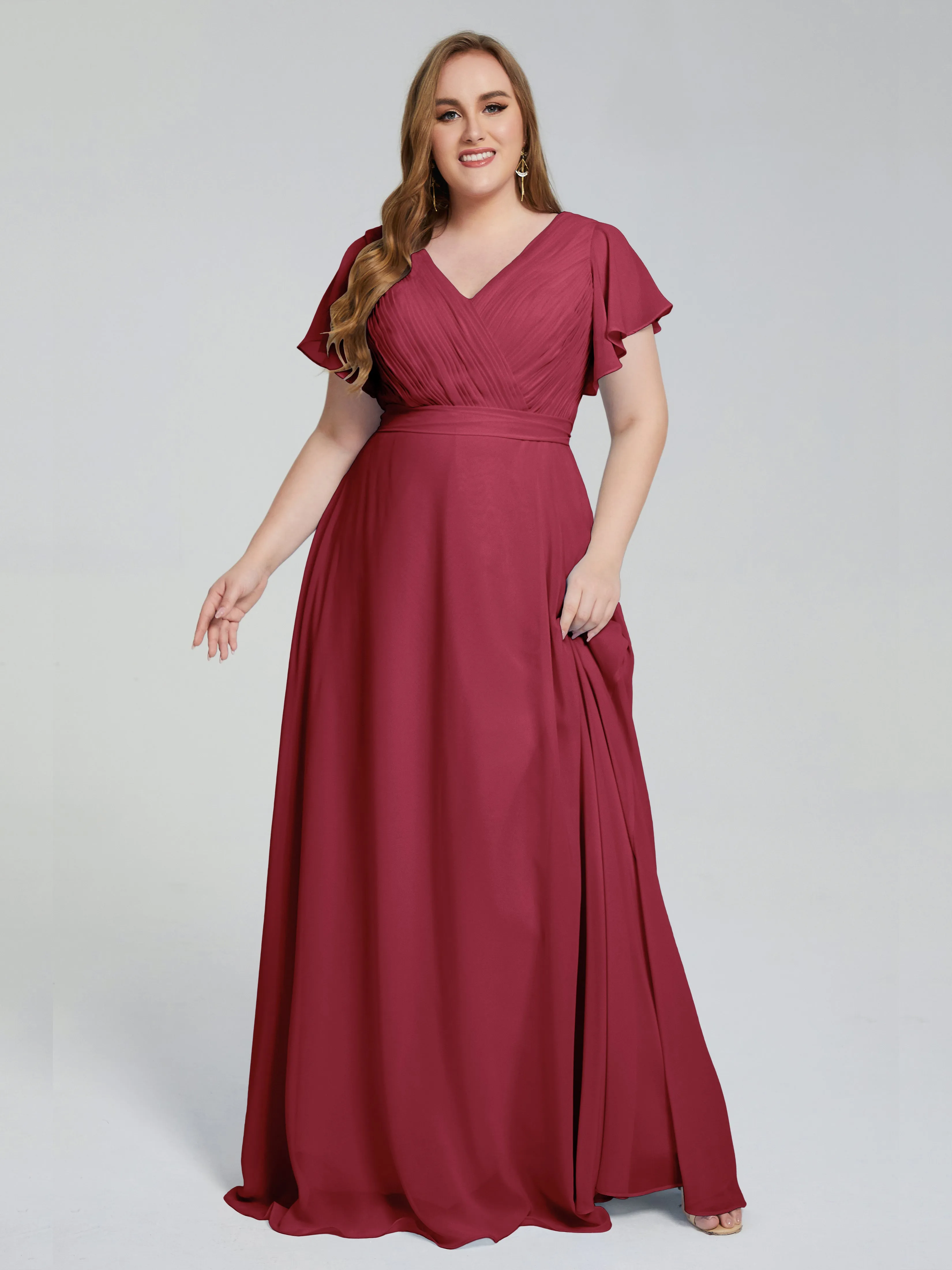 Plus Size Long Bridesmaid Dresses with Sleeves