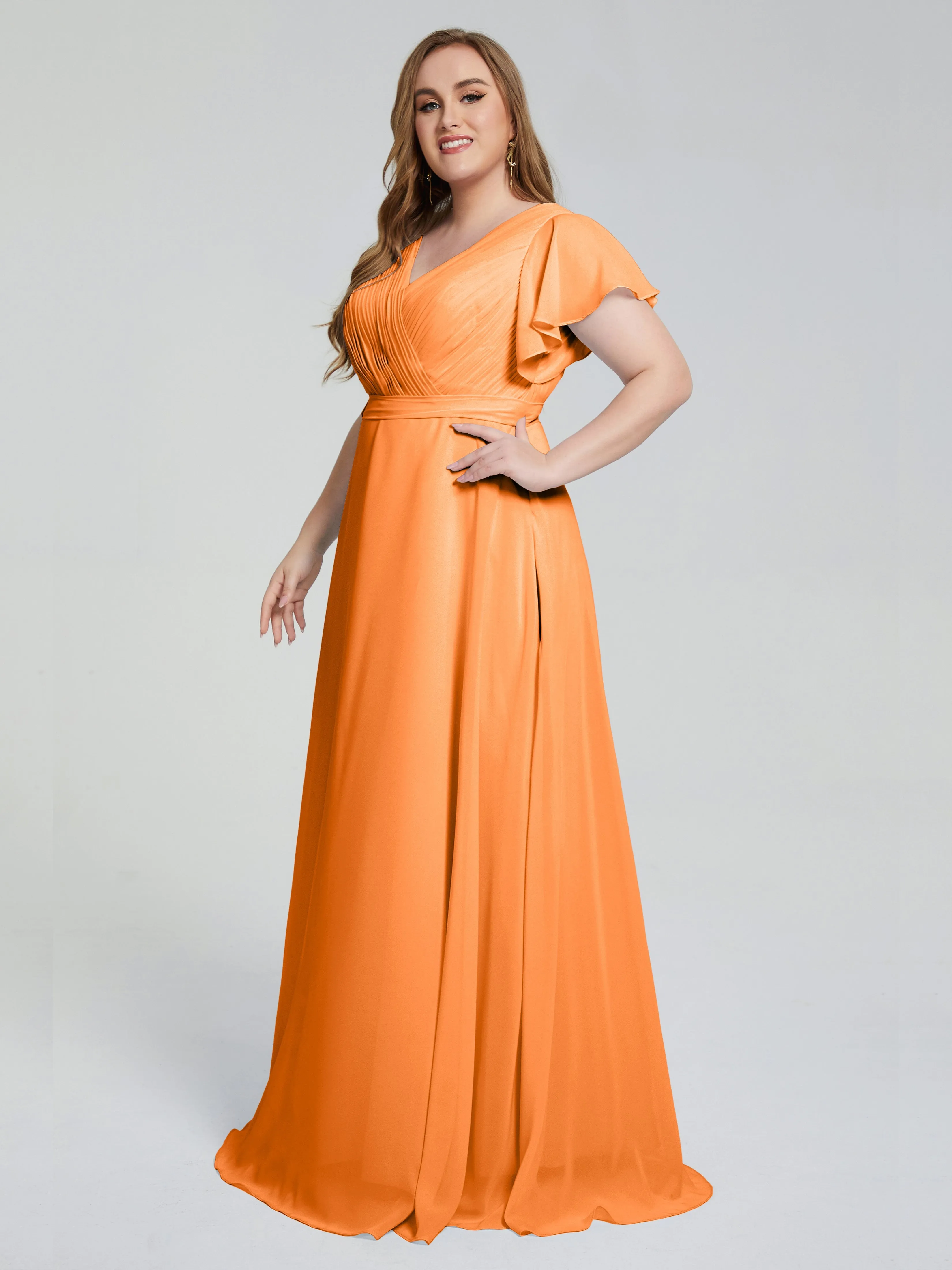 Plus Size Long Bridesmaid Dresses with Sleeves