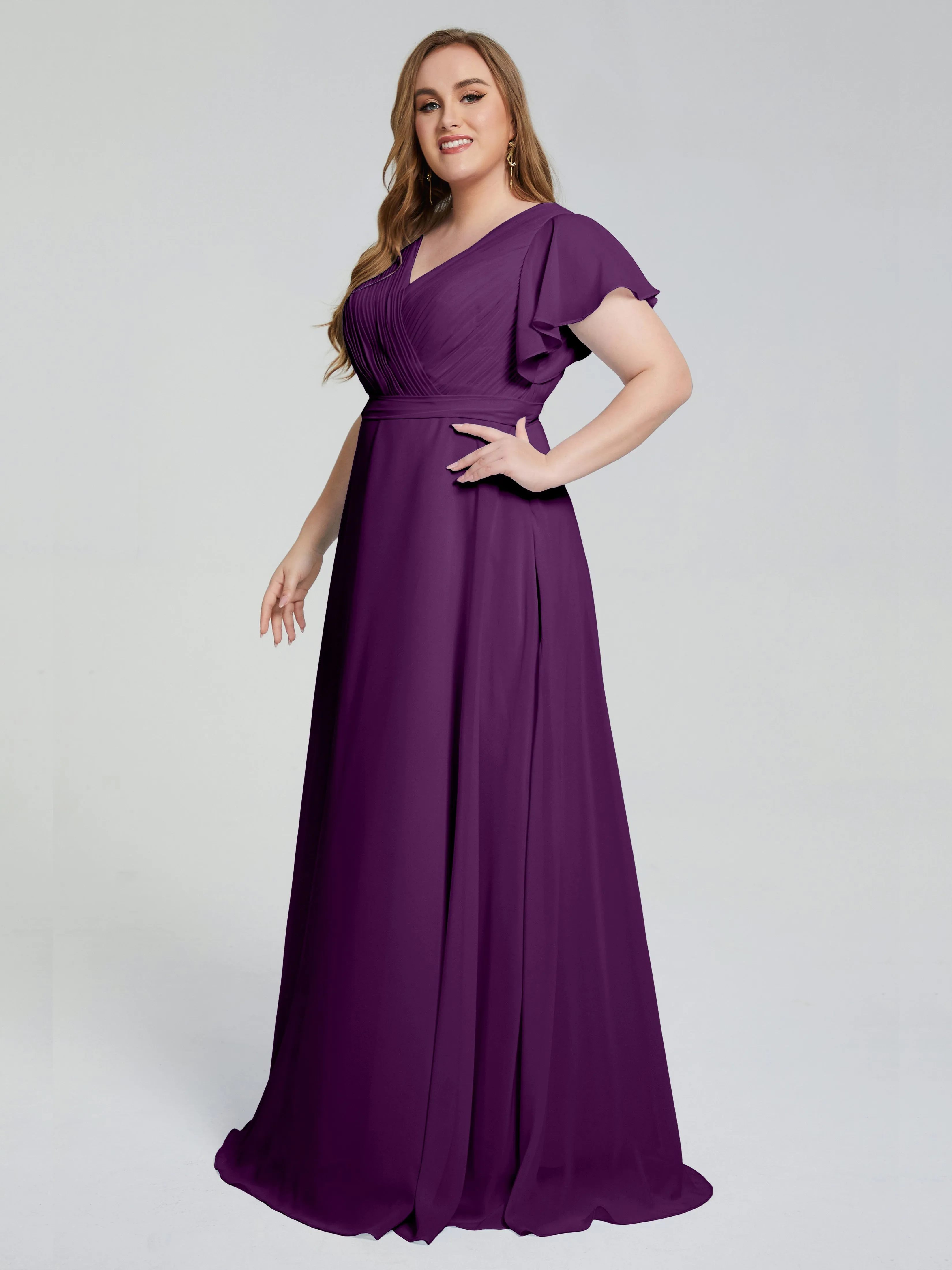Plus Size Long Bridesmaid Dresses with Sleeves