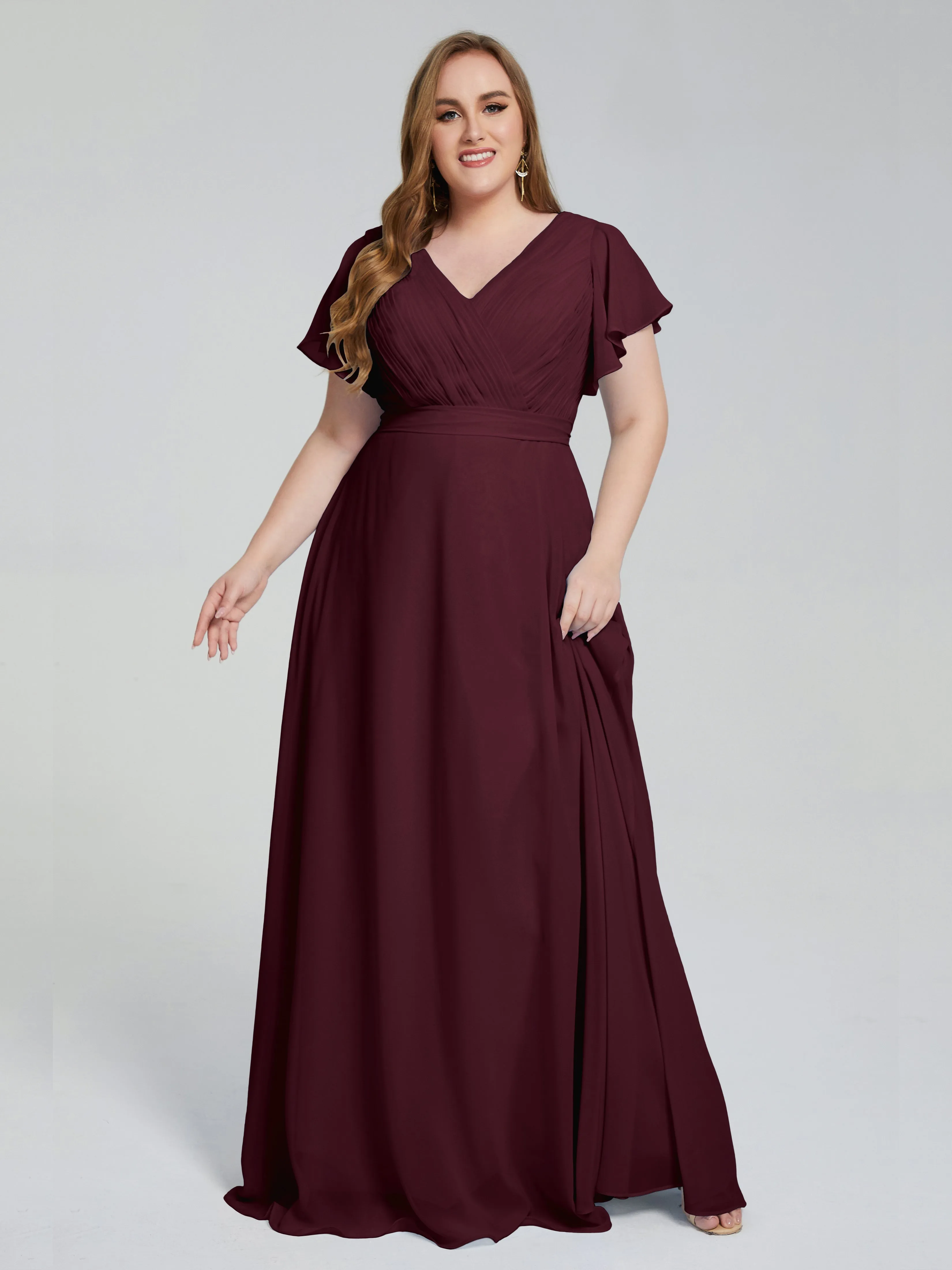 Plus Size Long Bridesmaid Dresses with Sleeves