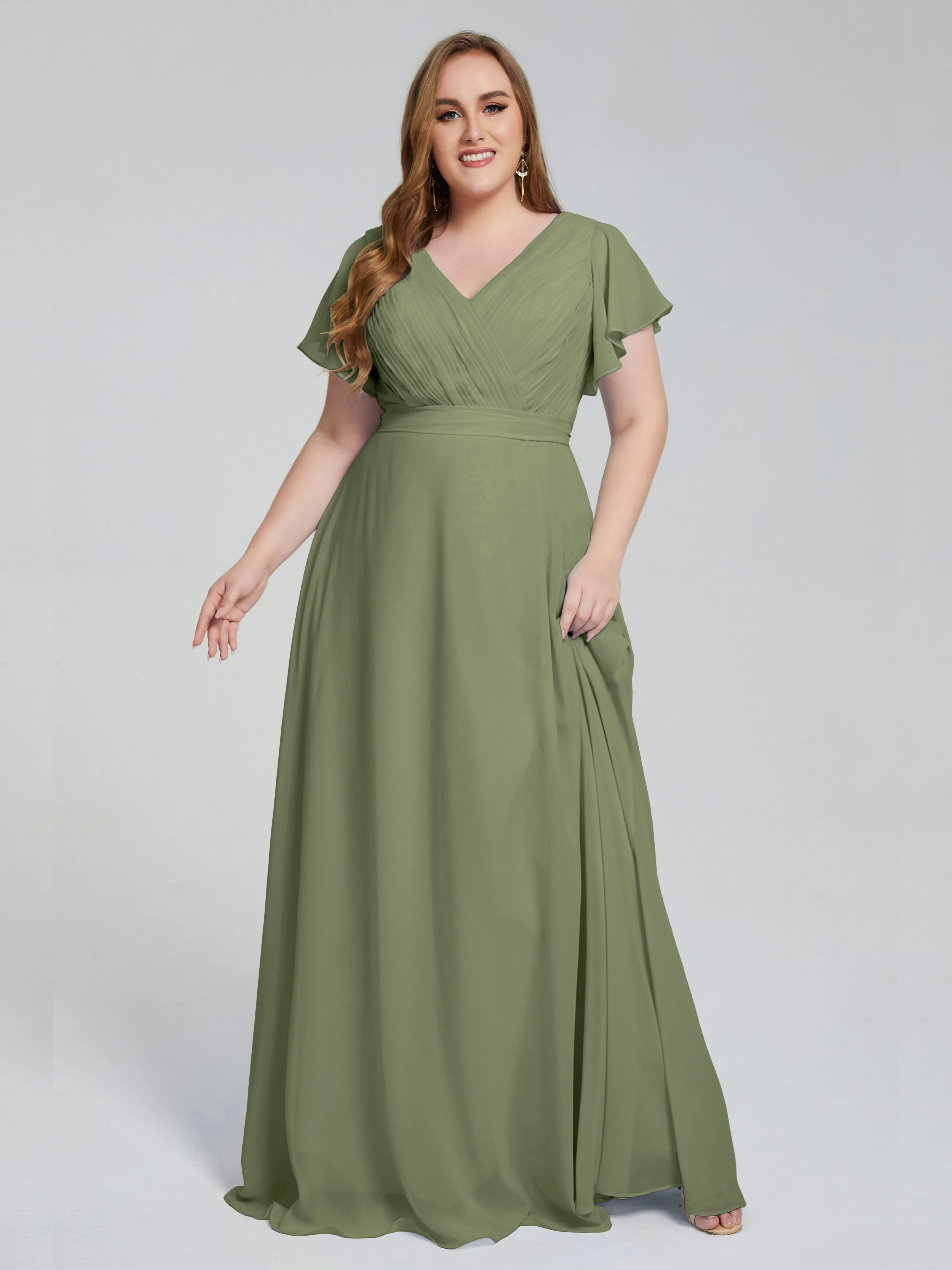 Plus Size Long Bridesmaid Dresses with Sleeves