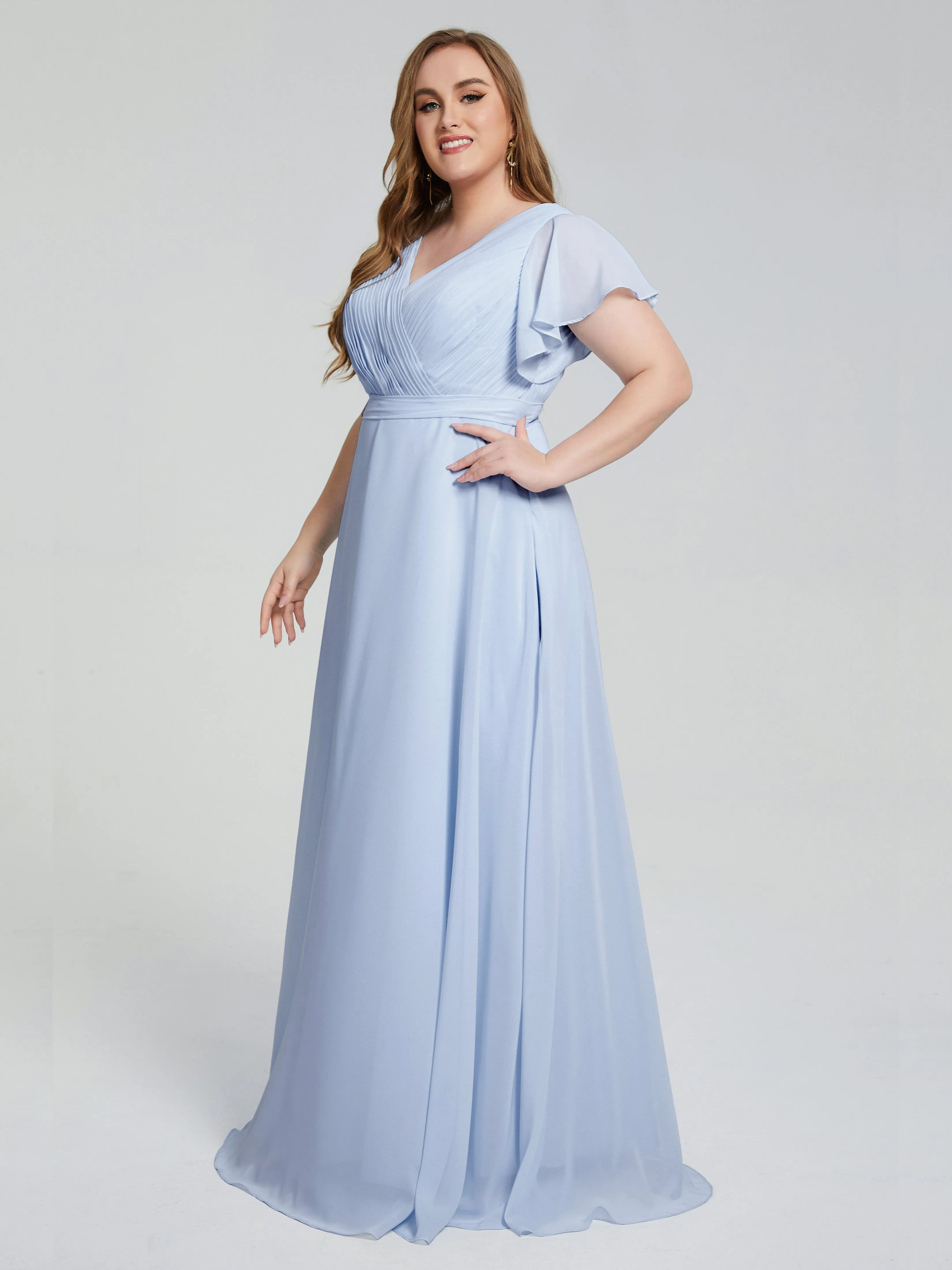 Plus Size Long Bridesmaid Dresses with Sleeves
