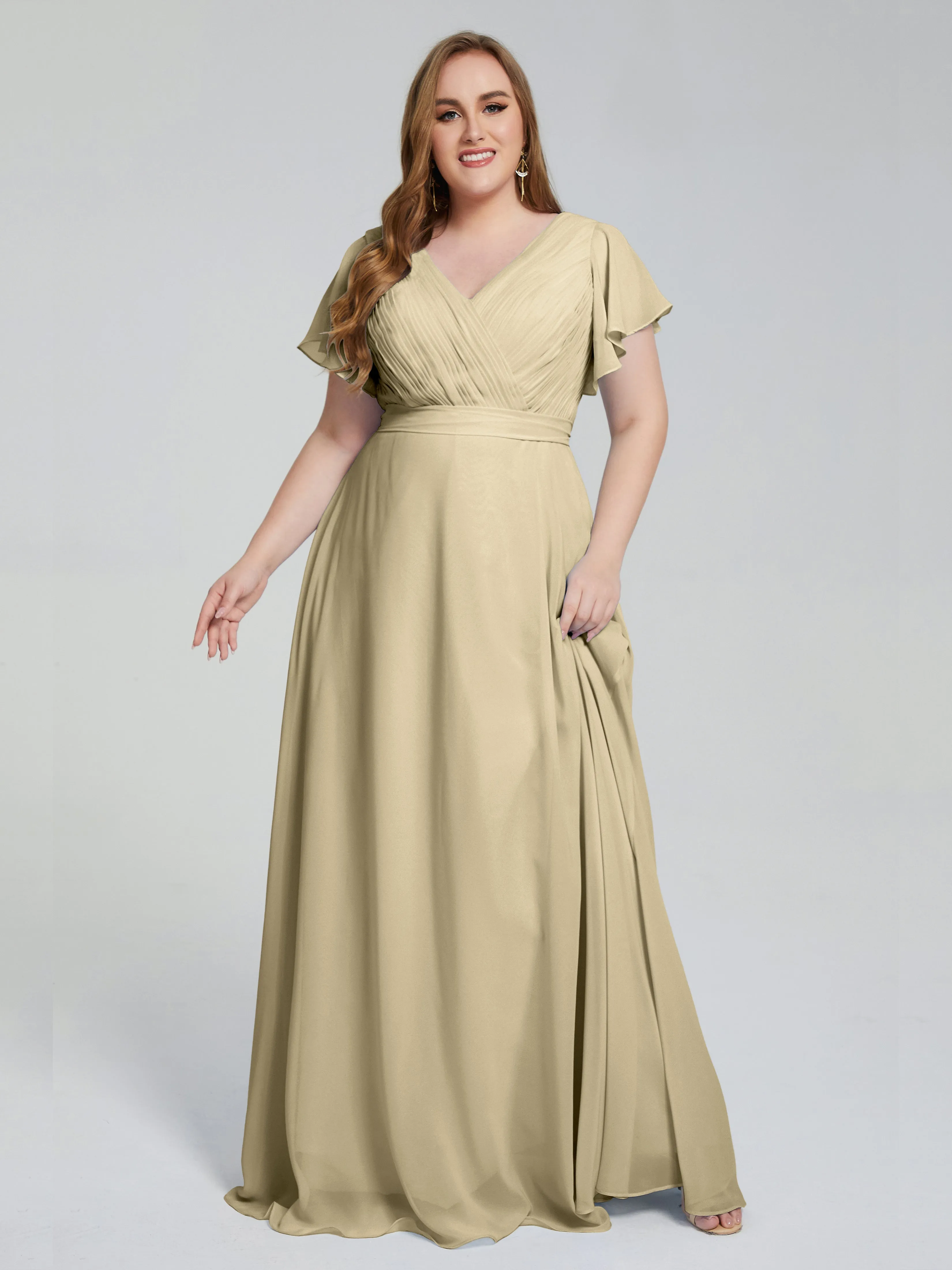 Plus Size Long Bridesmaid Dresses with Sleeves