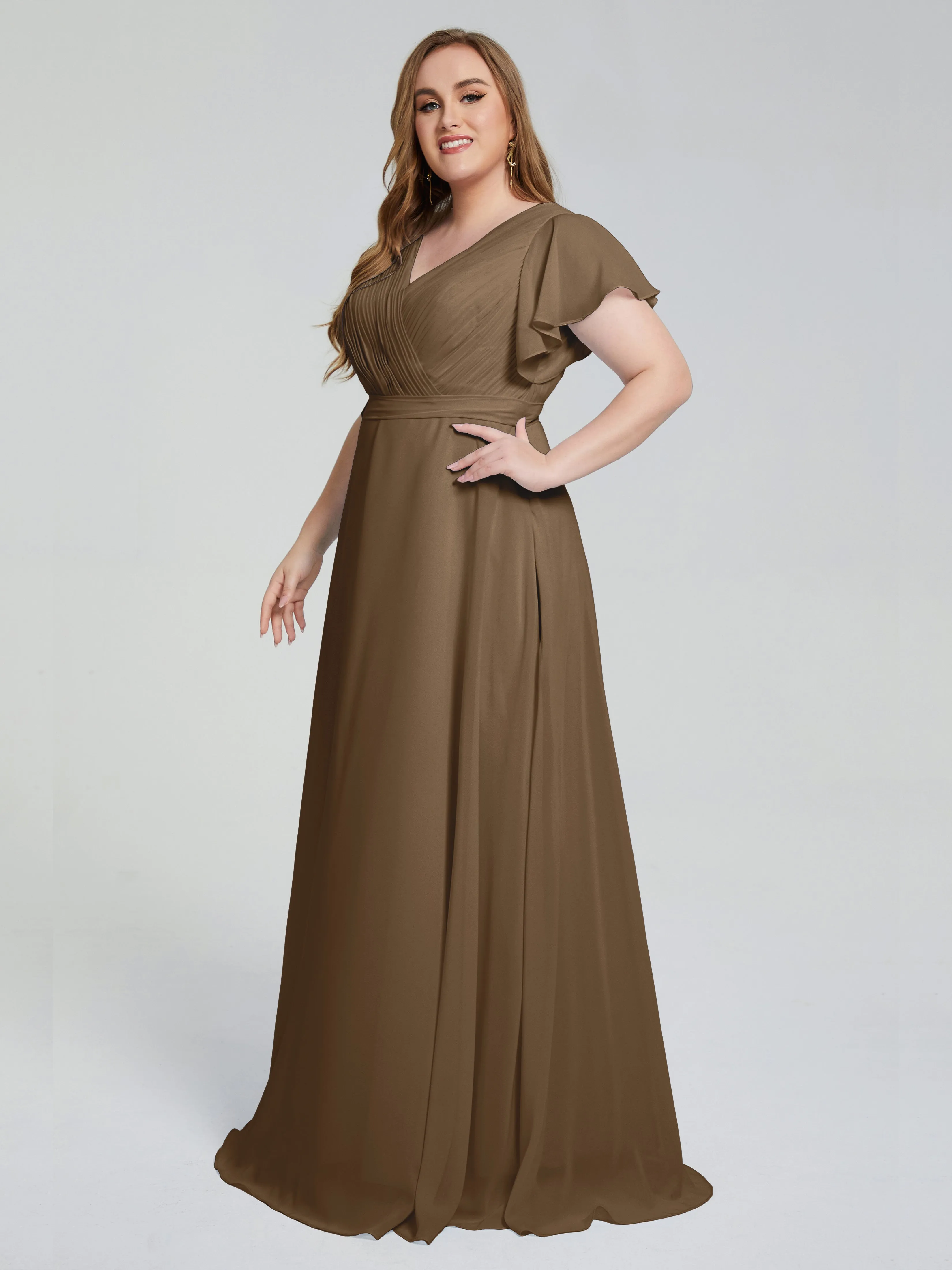 Plus Size Long Bridesmaid Dresses with Sleeves