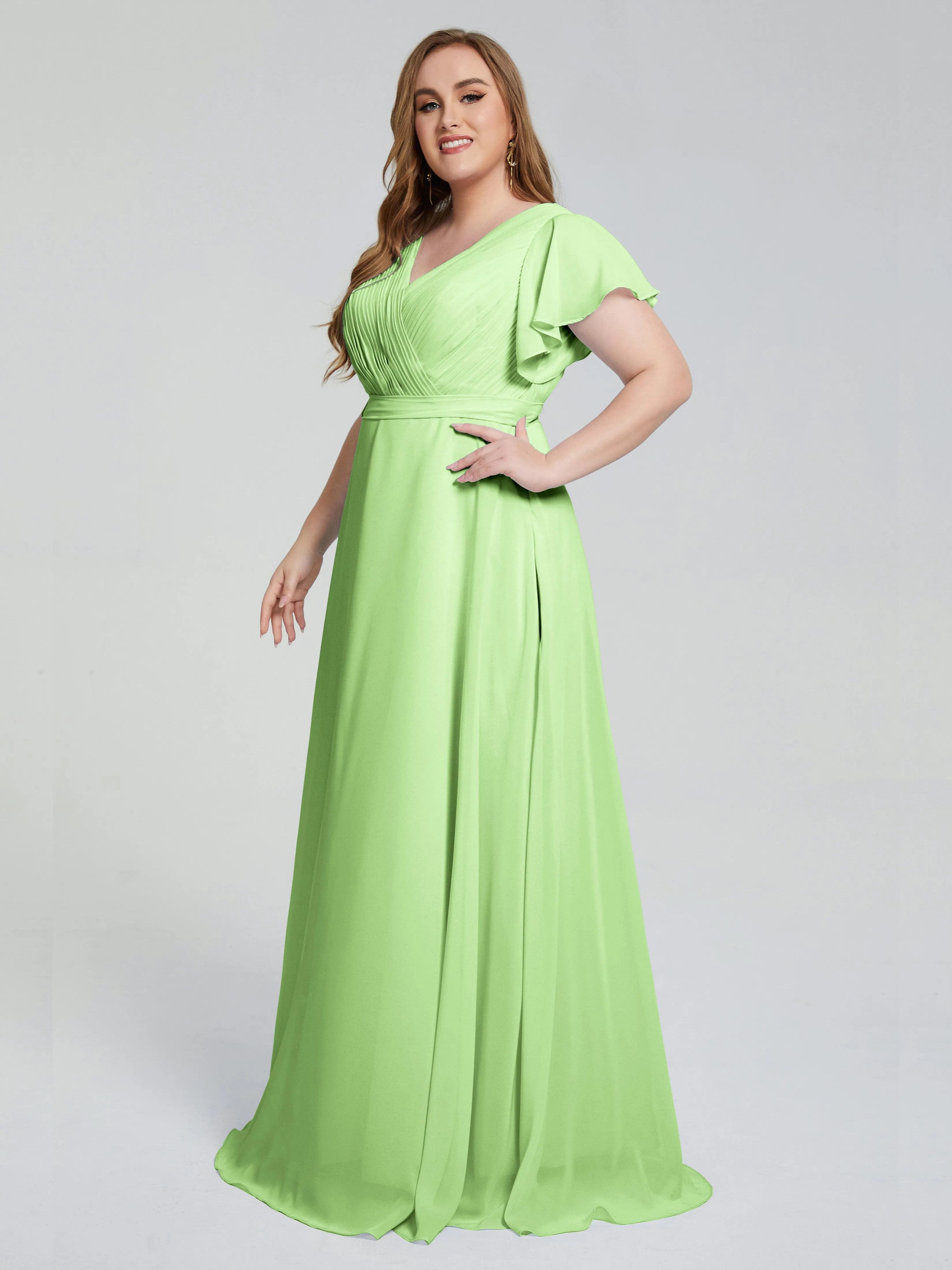 Plus Size Long Bridesmaid Dresses with Sleeves