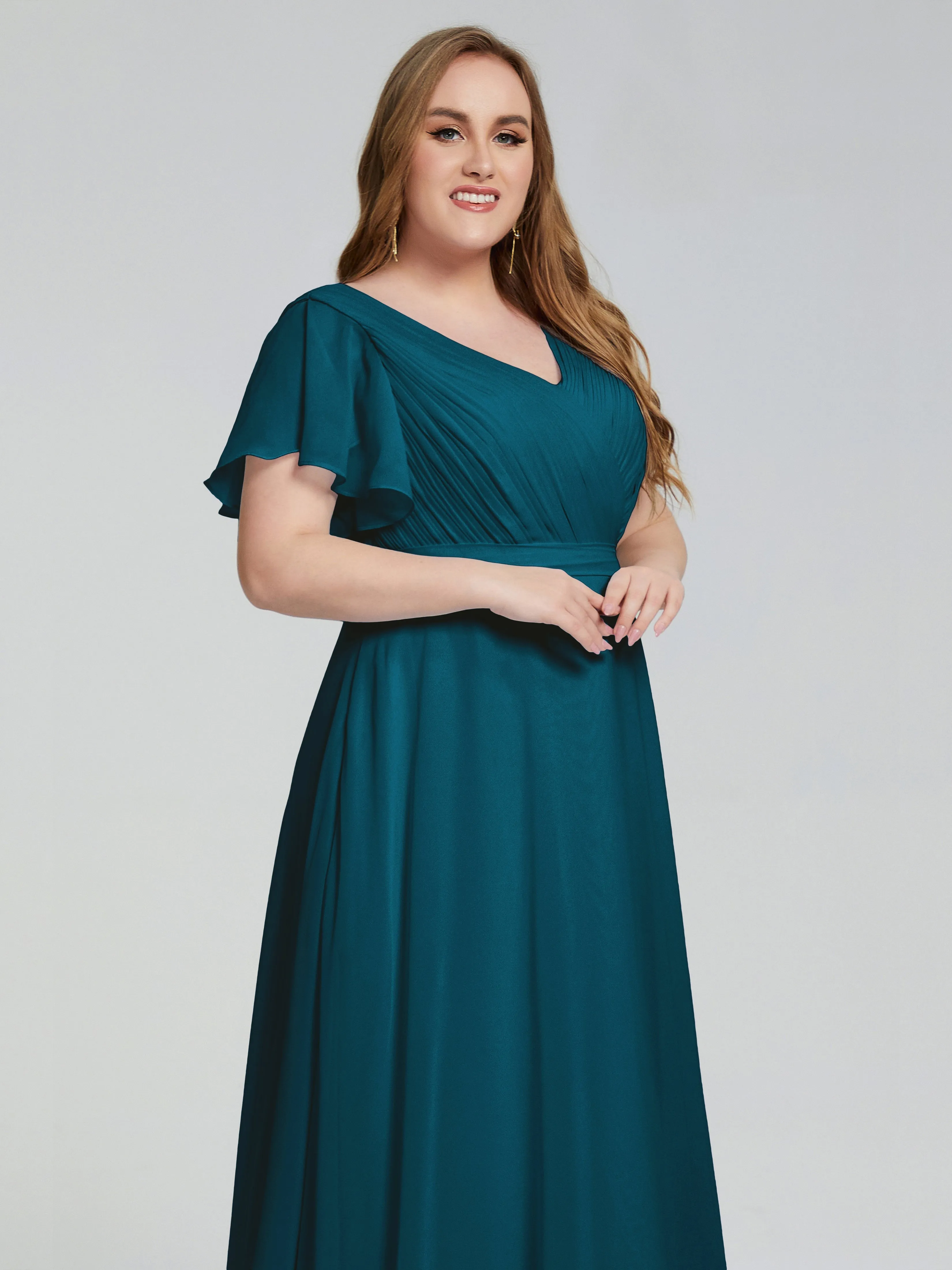 Plus Size Long Bridesmaid Dresses with Sleeves