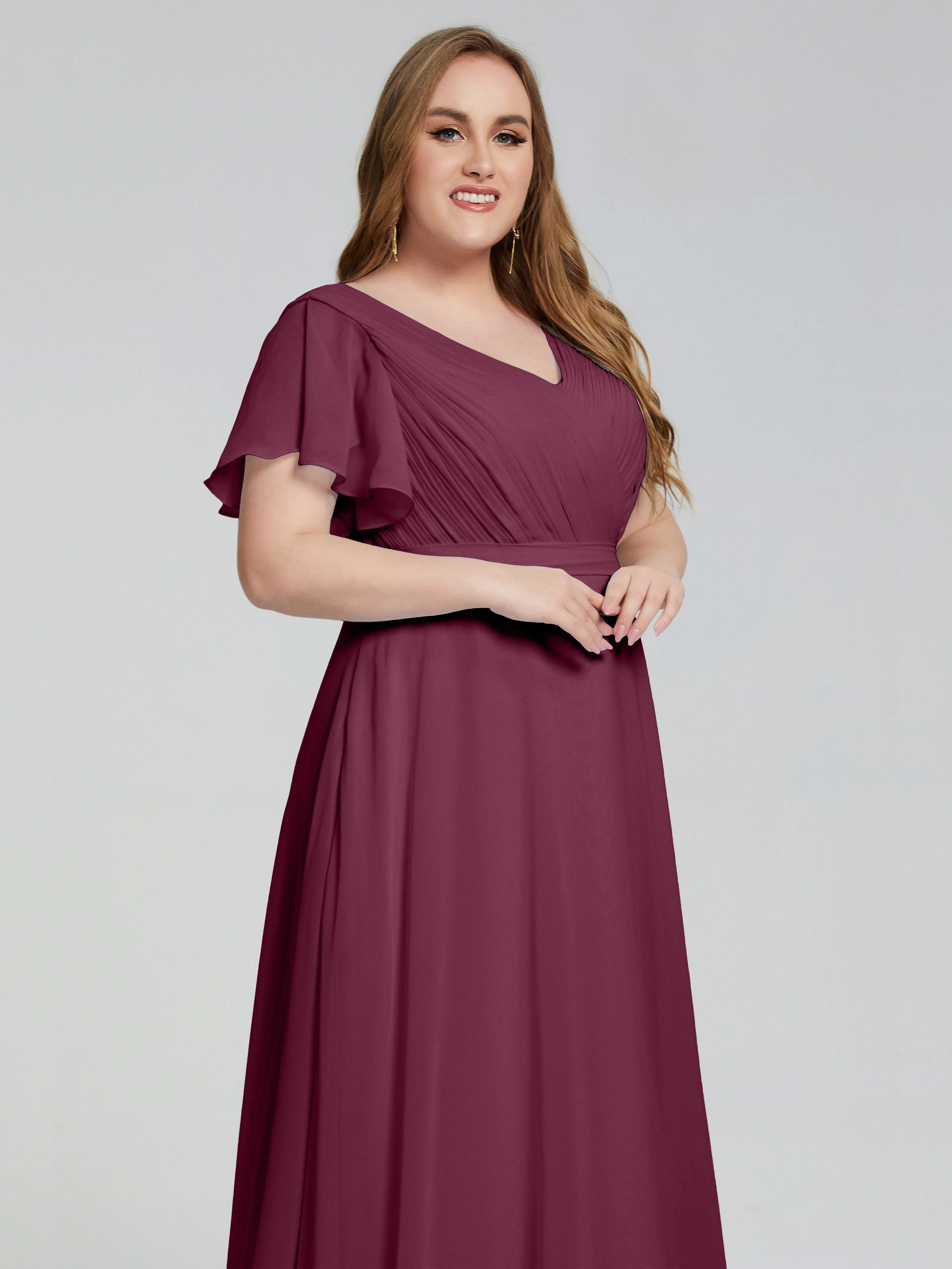 Plus Size Long Bridesmaid Dresses with Sleeves