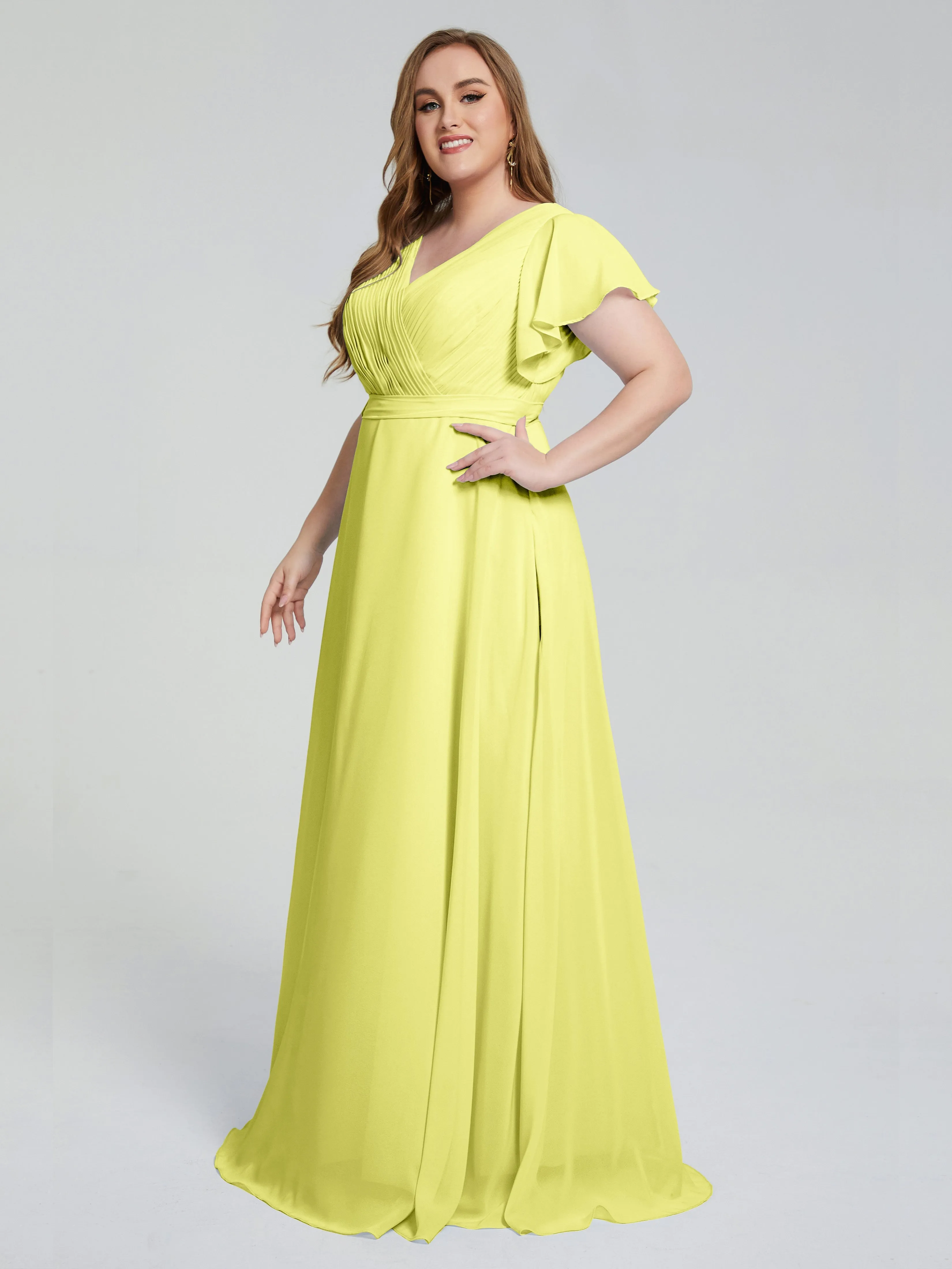 Plus Size Long Bridesmaid Dresses with Sleeves