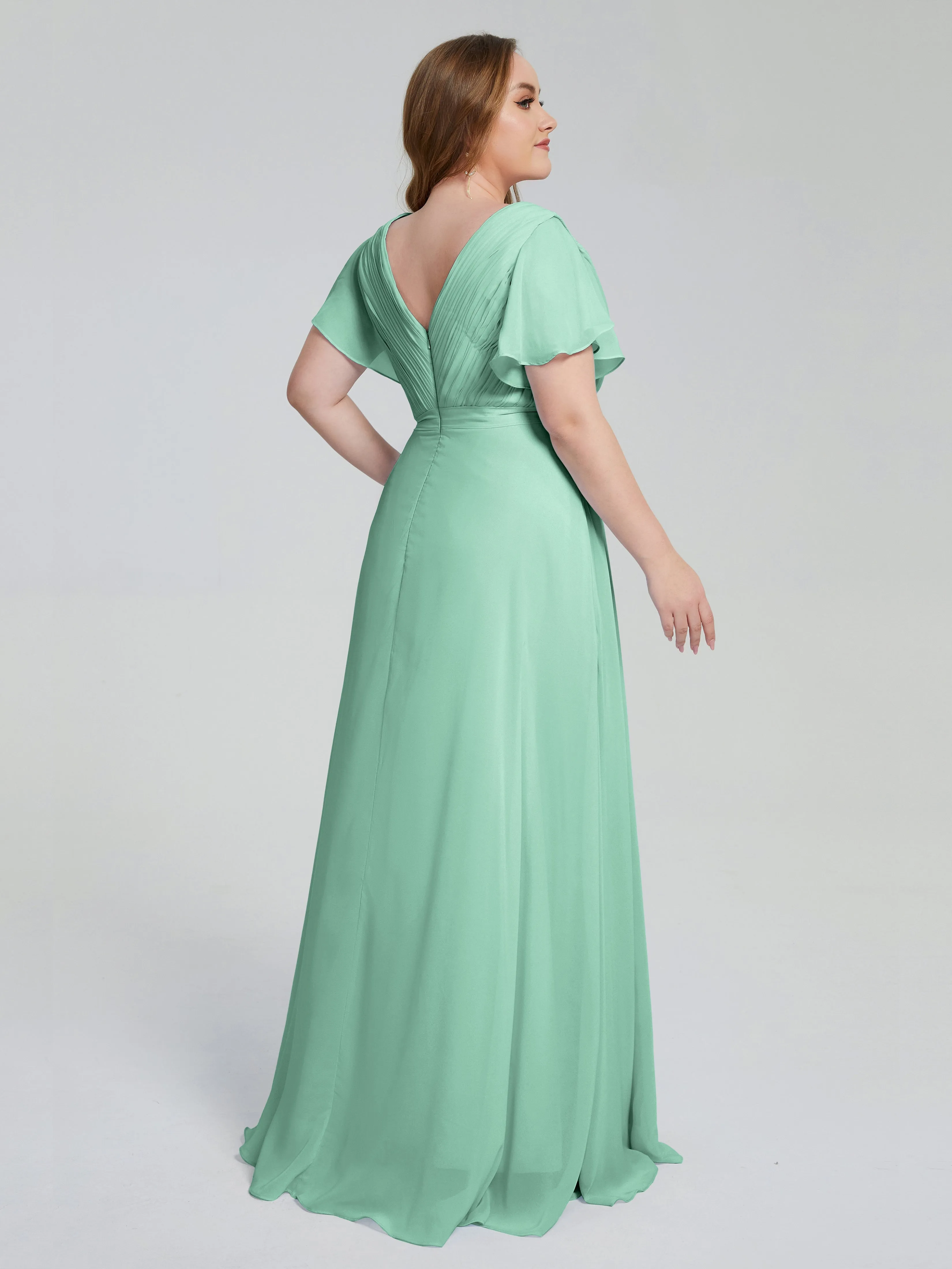 Plus Size Long Bridesmaid Dresses with Sleeves