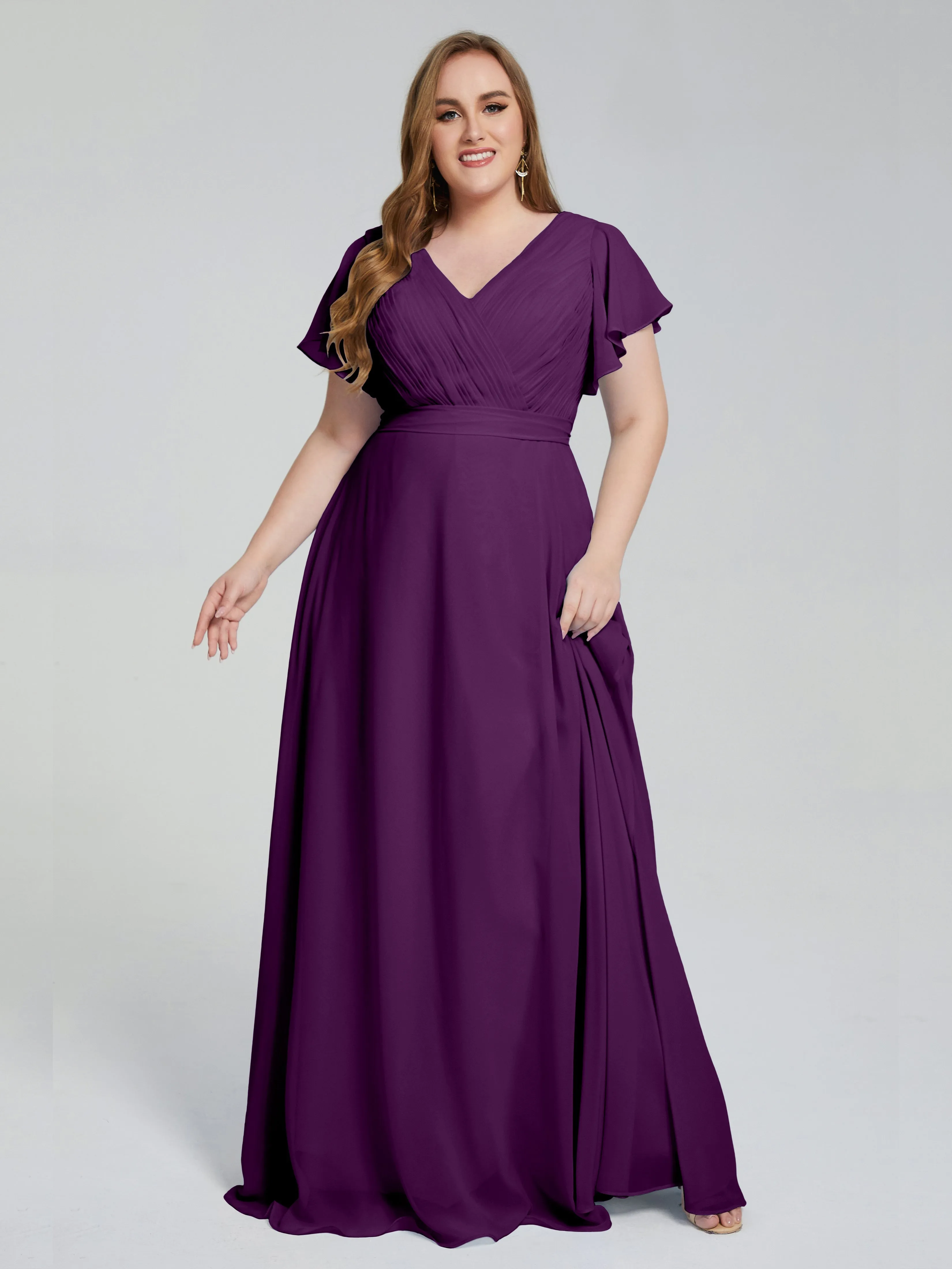 Plus Size Long Bridesmaid Dresses with Sleeves