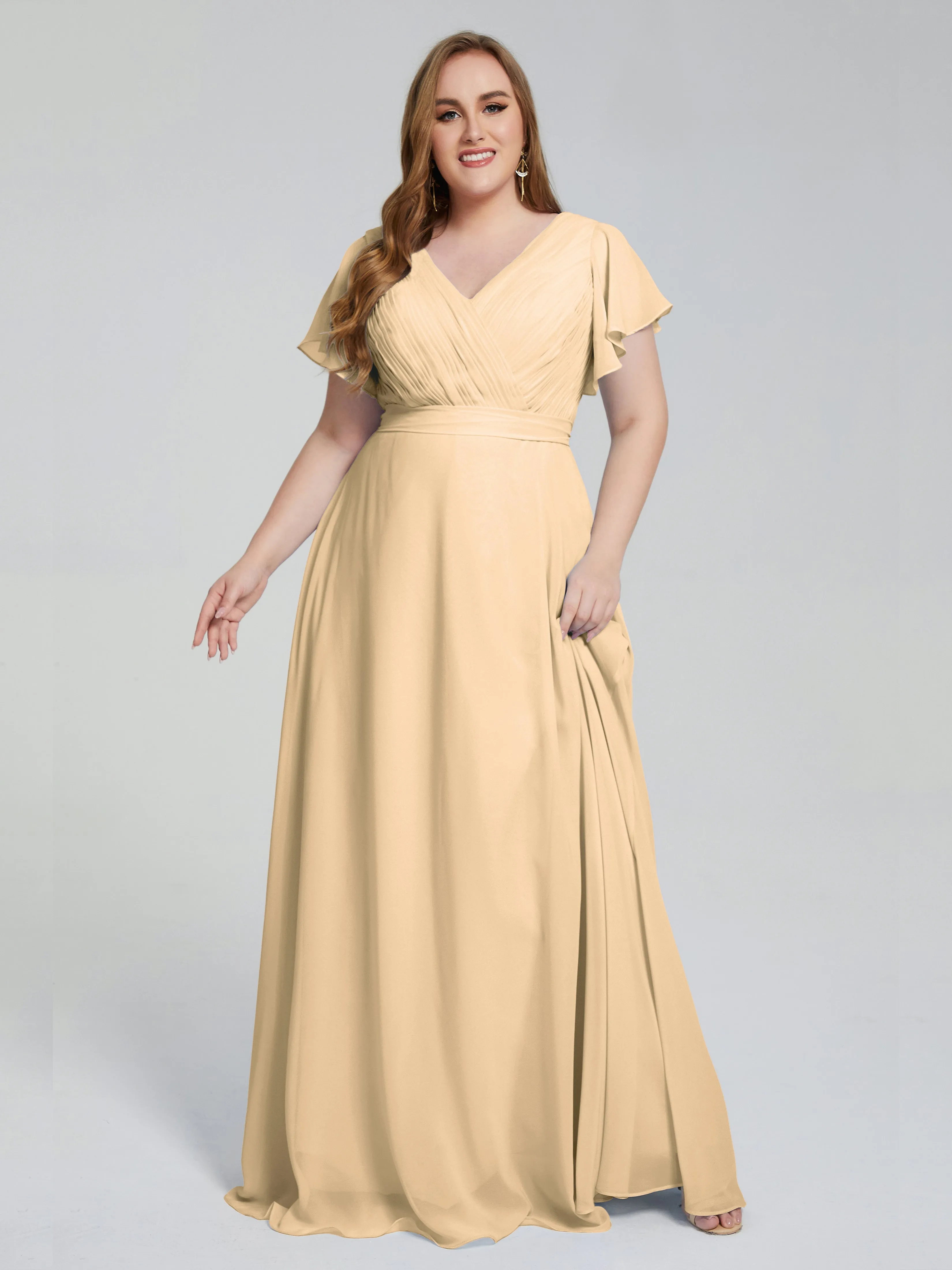 Plus Size Long Bridesmaid Dresses with Sleeves