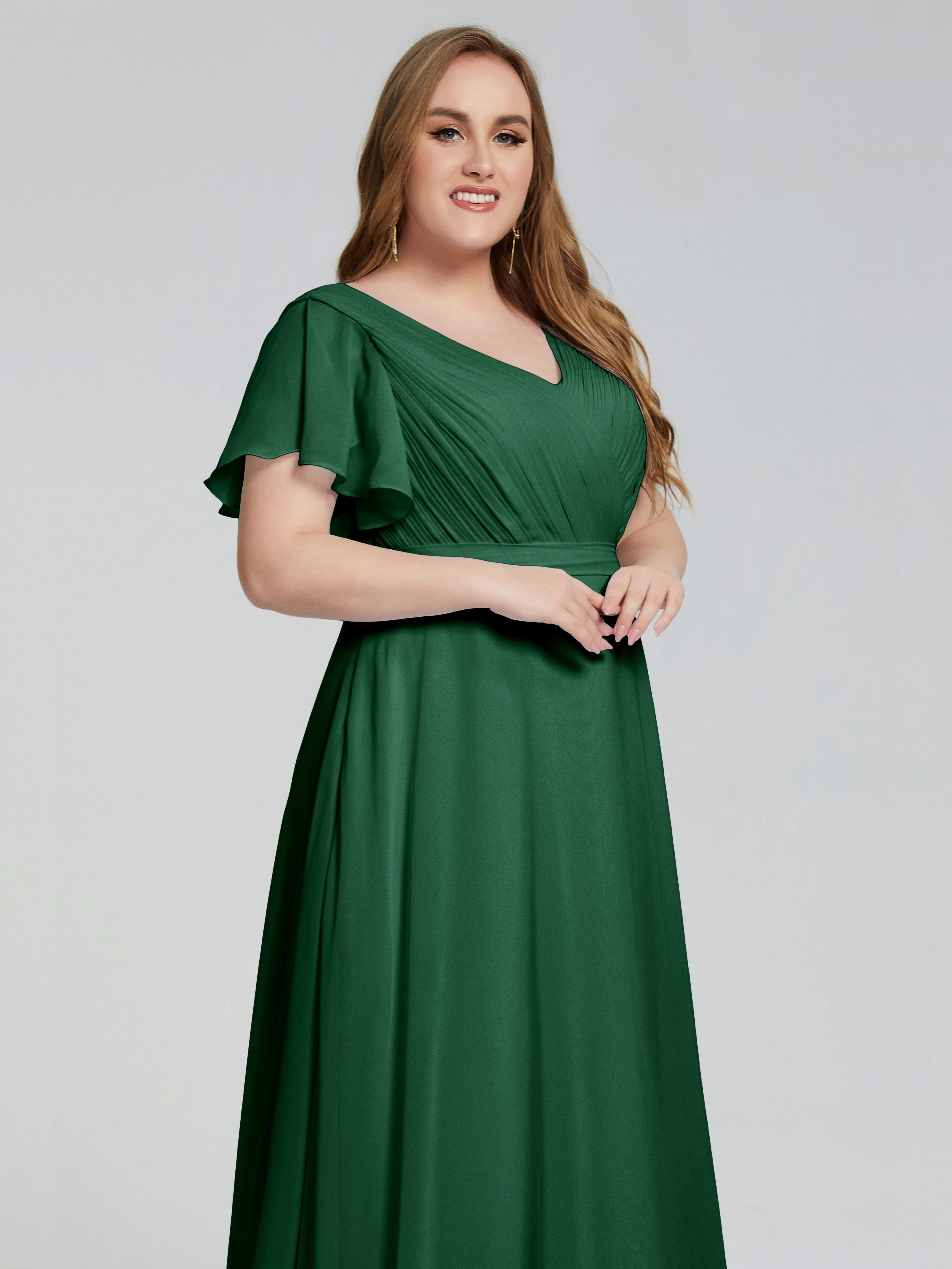 Plus Size Long Bridesmaid Dresses with Sleeves