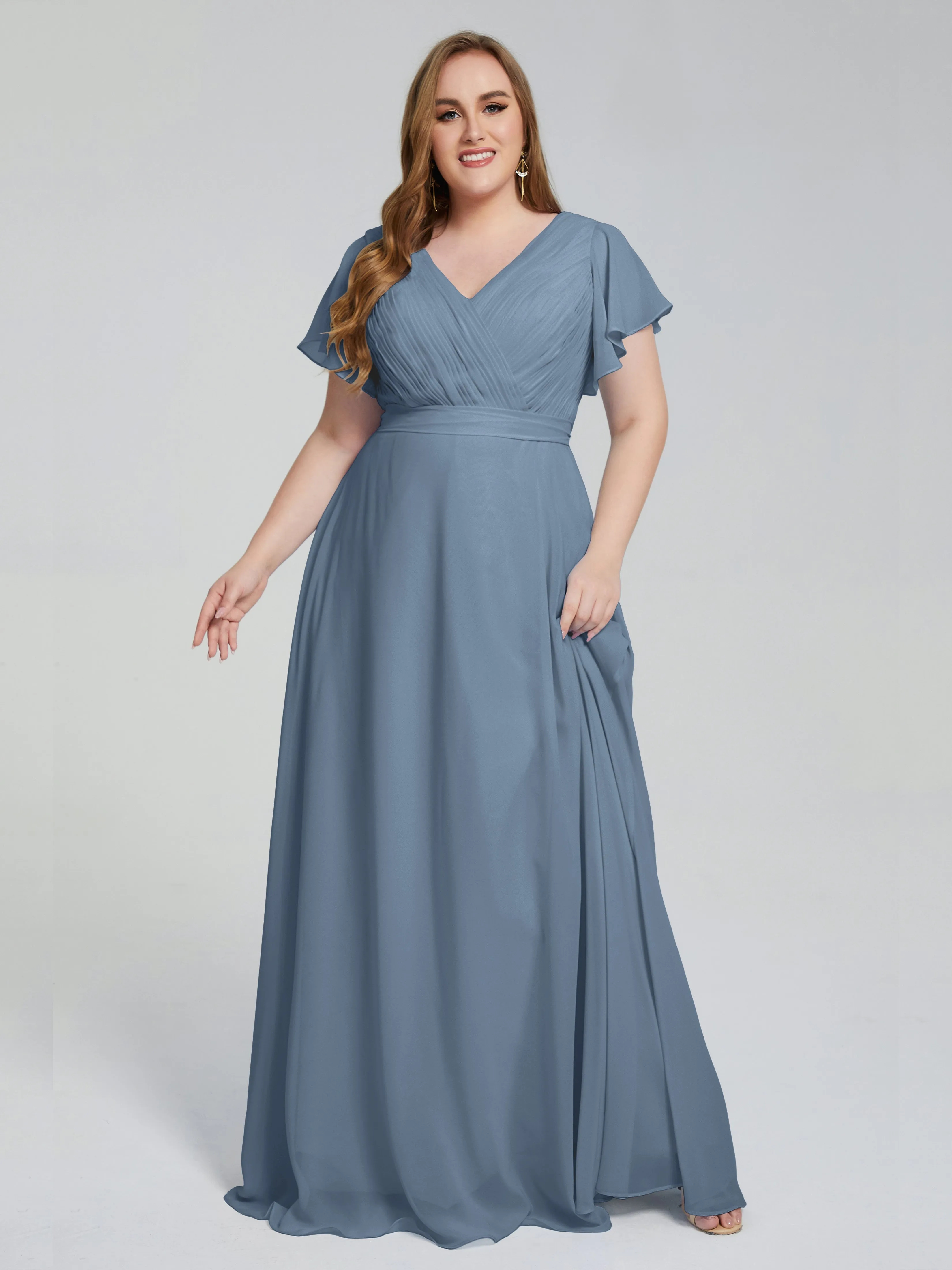 Plus Size Long Bridesmaid Dresses with Sleeves