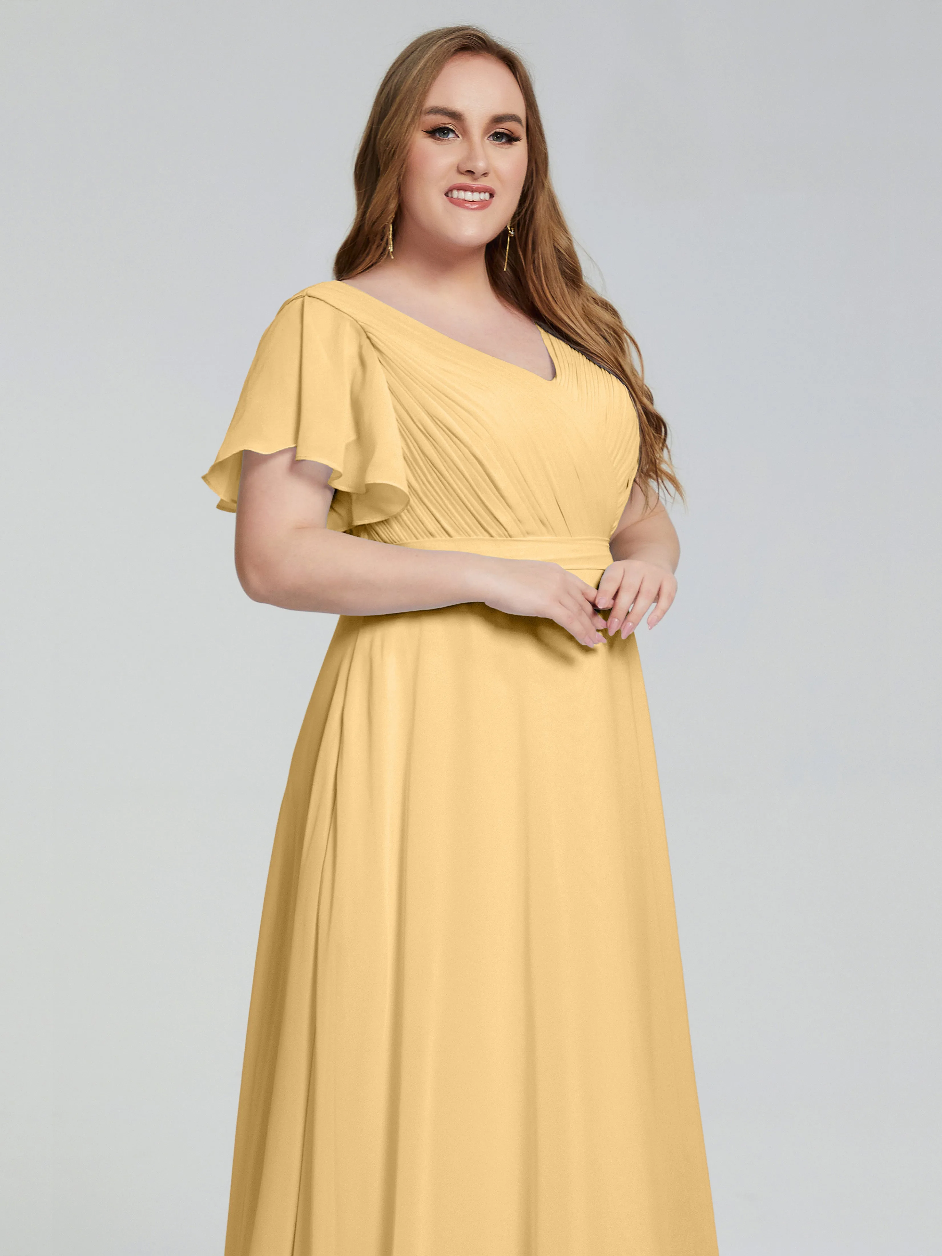 Plus Size Long Bridesmaid Dresses with Sleeves