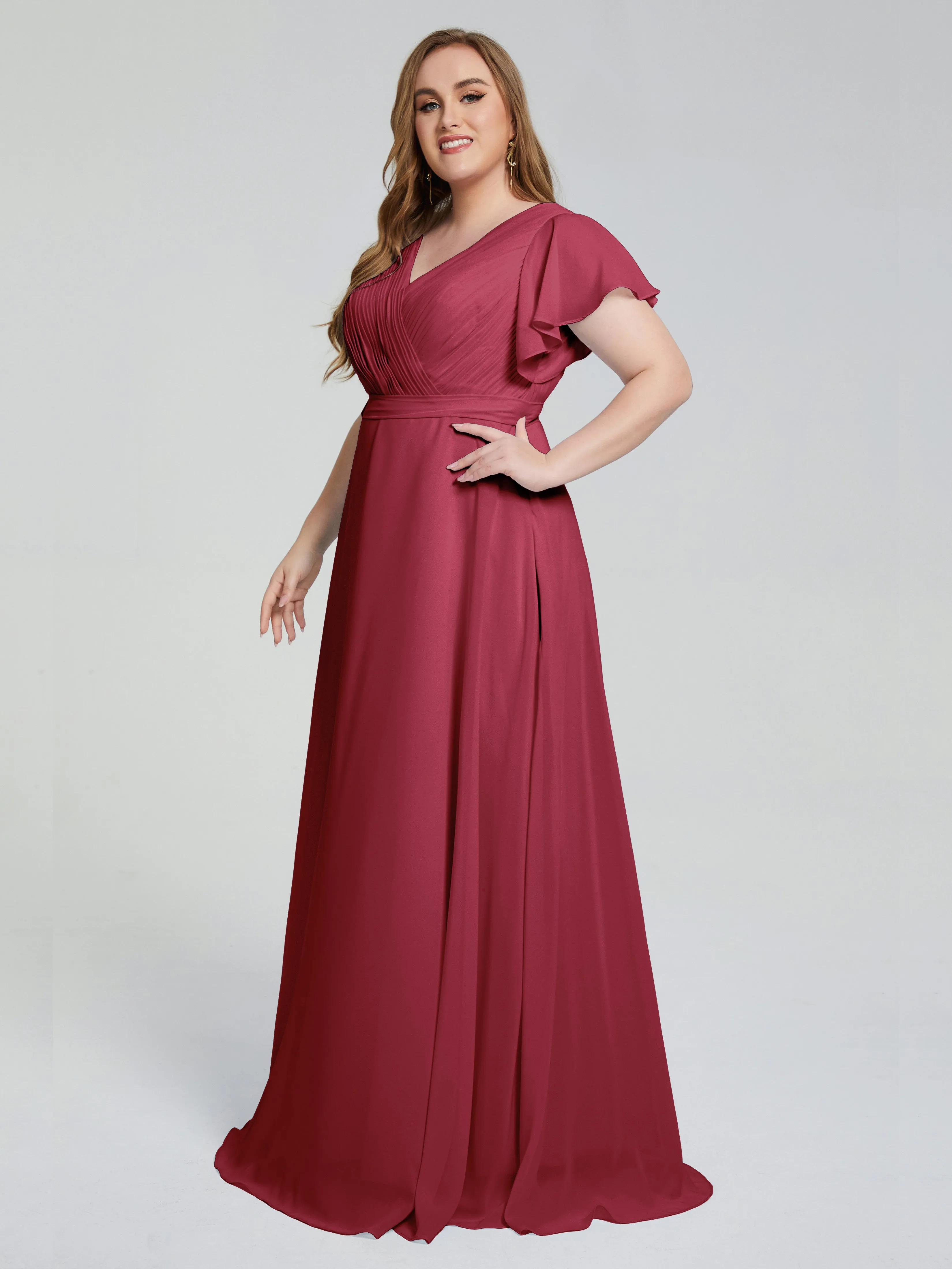 Plus Size Long Bridesmaid Dresses with Sleeves