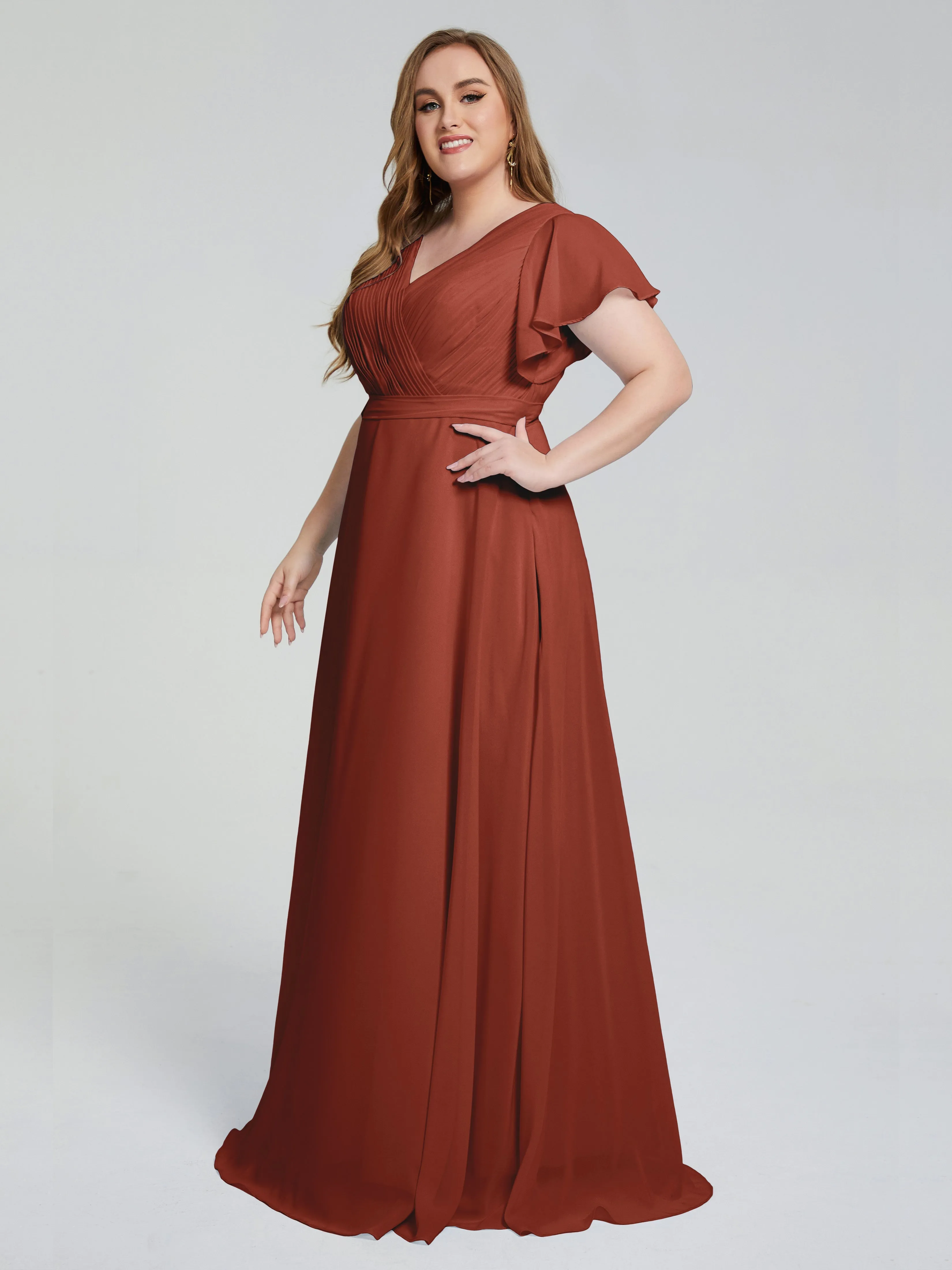 Plus Size Long Bridesmaid Dresses with Sleeves