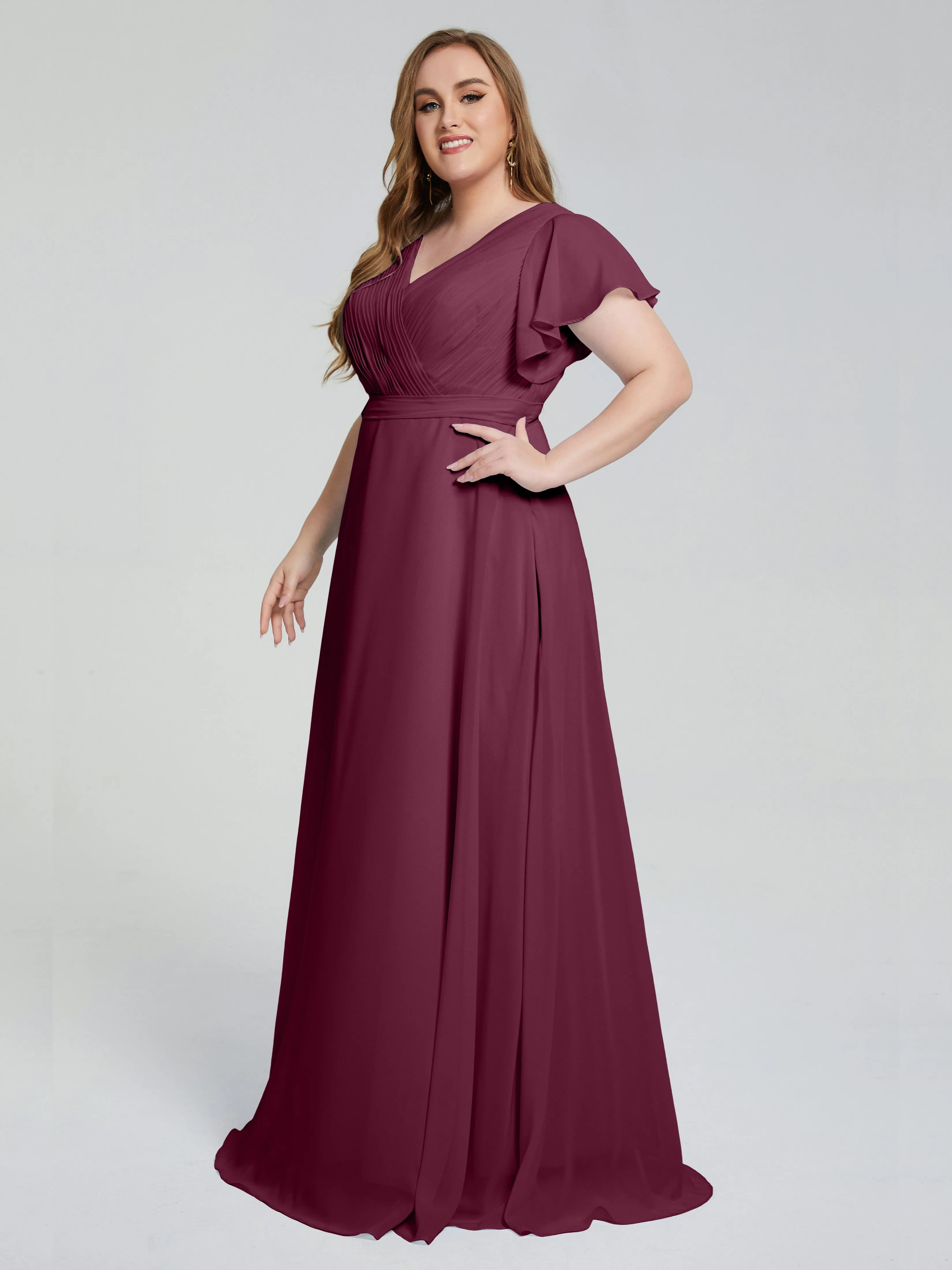 Plus Size Long Bridesmaid Dresses with Sleeves