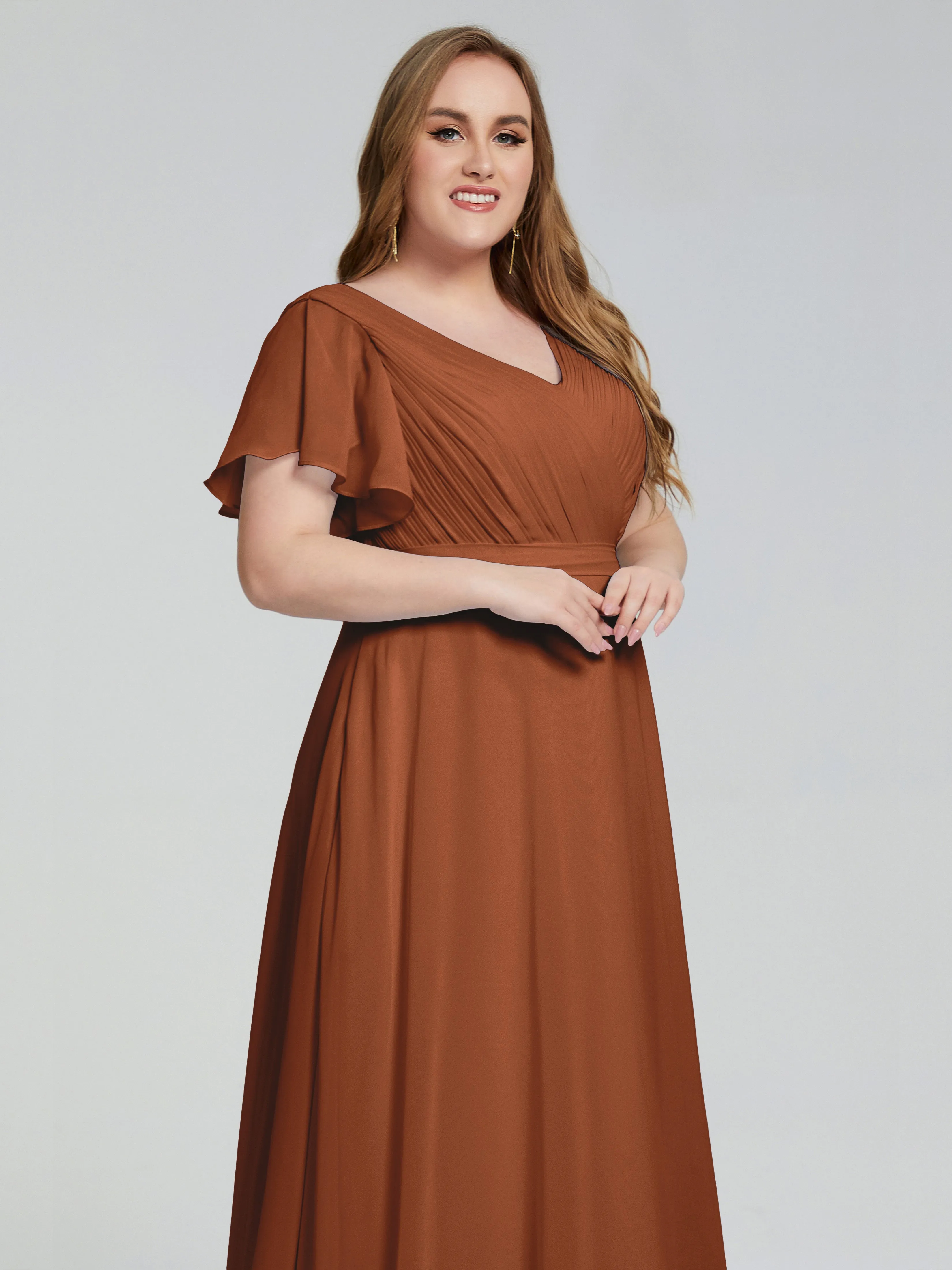 Plus Size Long Bridesmaid Dresses with Sleeves