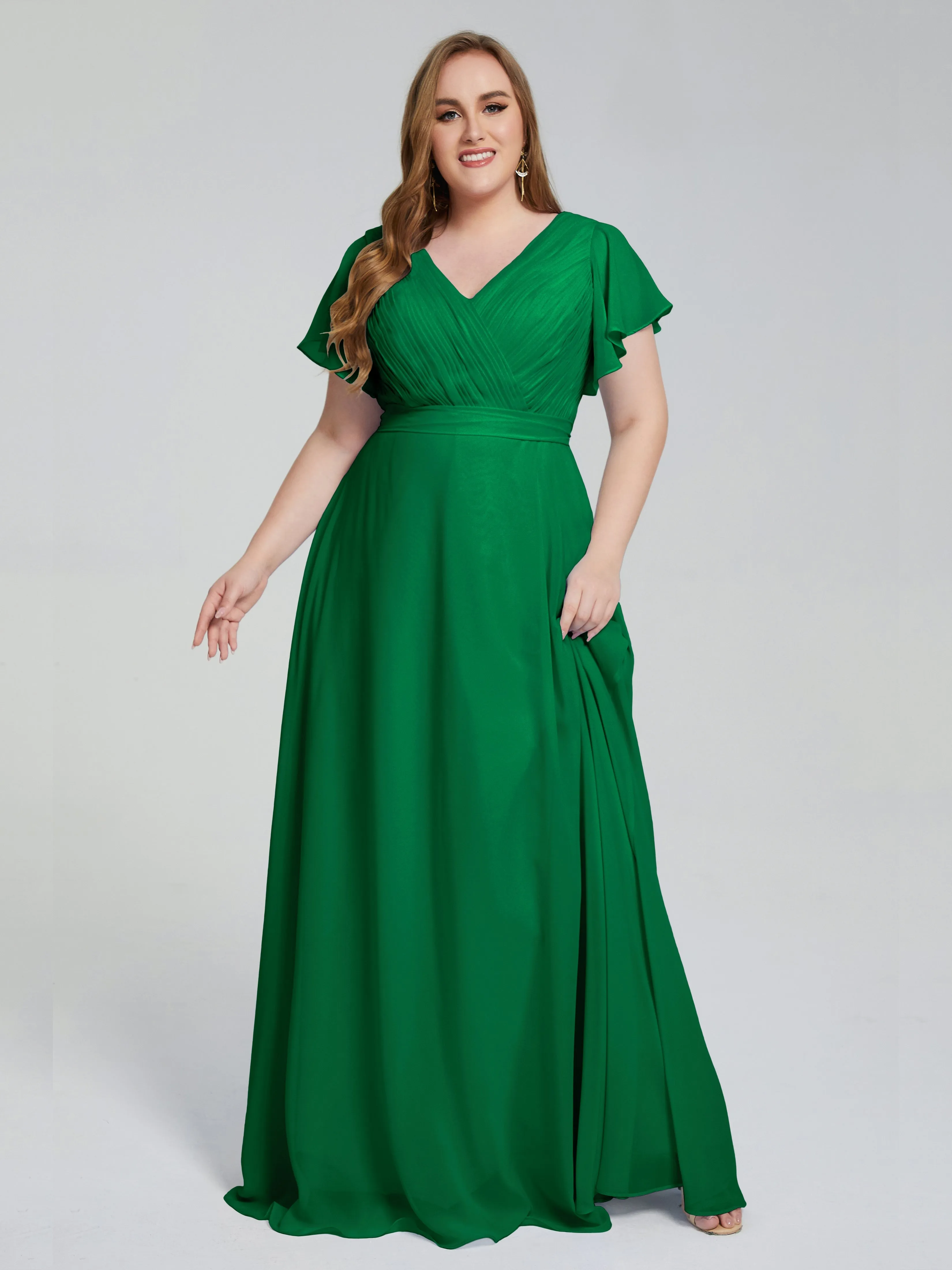 Plus Size Long Bridesmaid Dresses with Sleeves