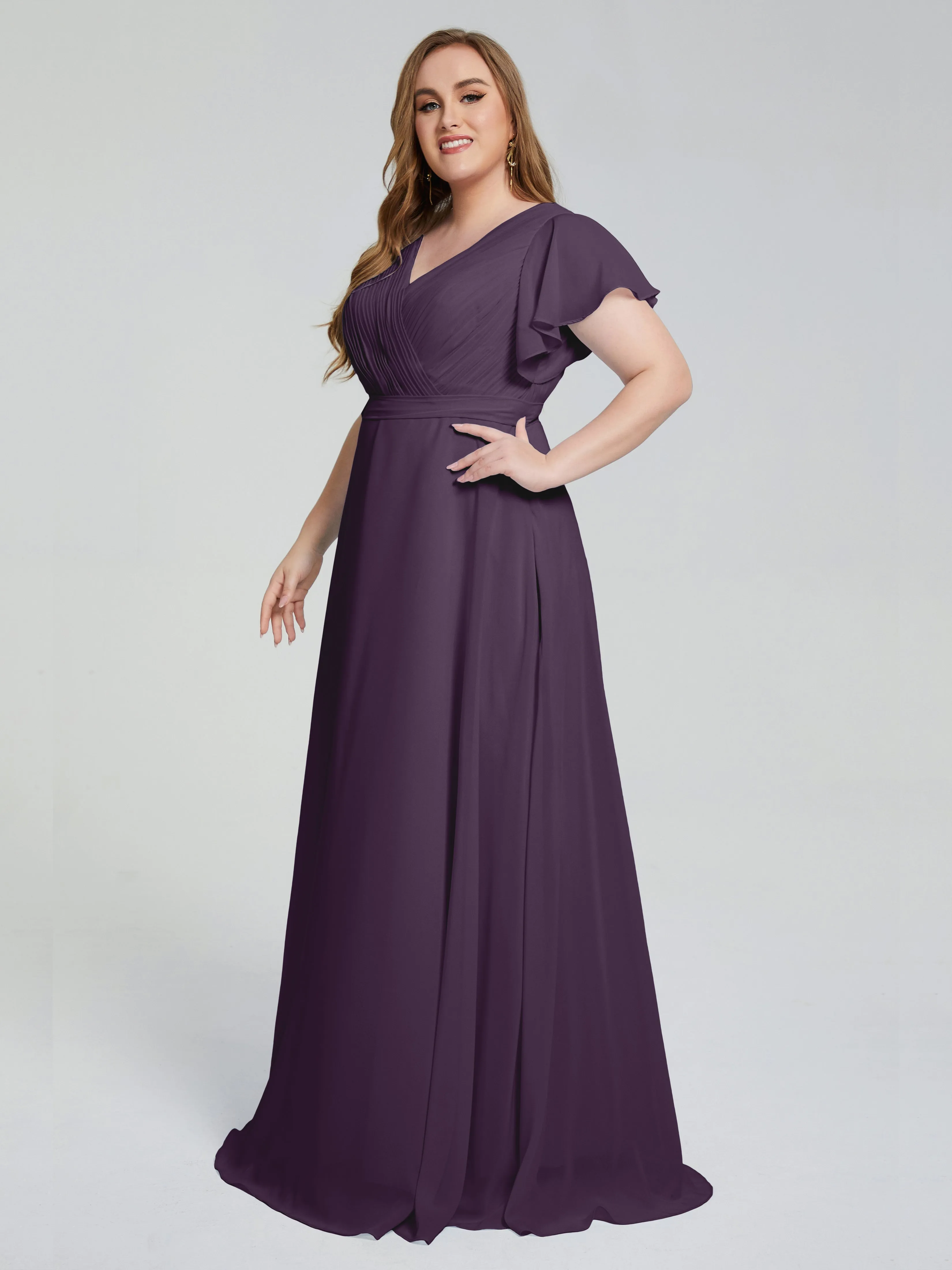 Plus Size Long Bridesmaid Dresses with Sleeves