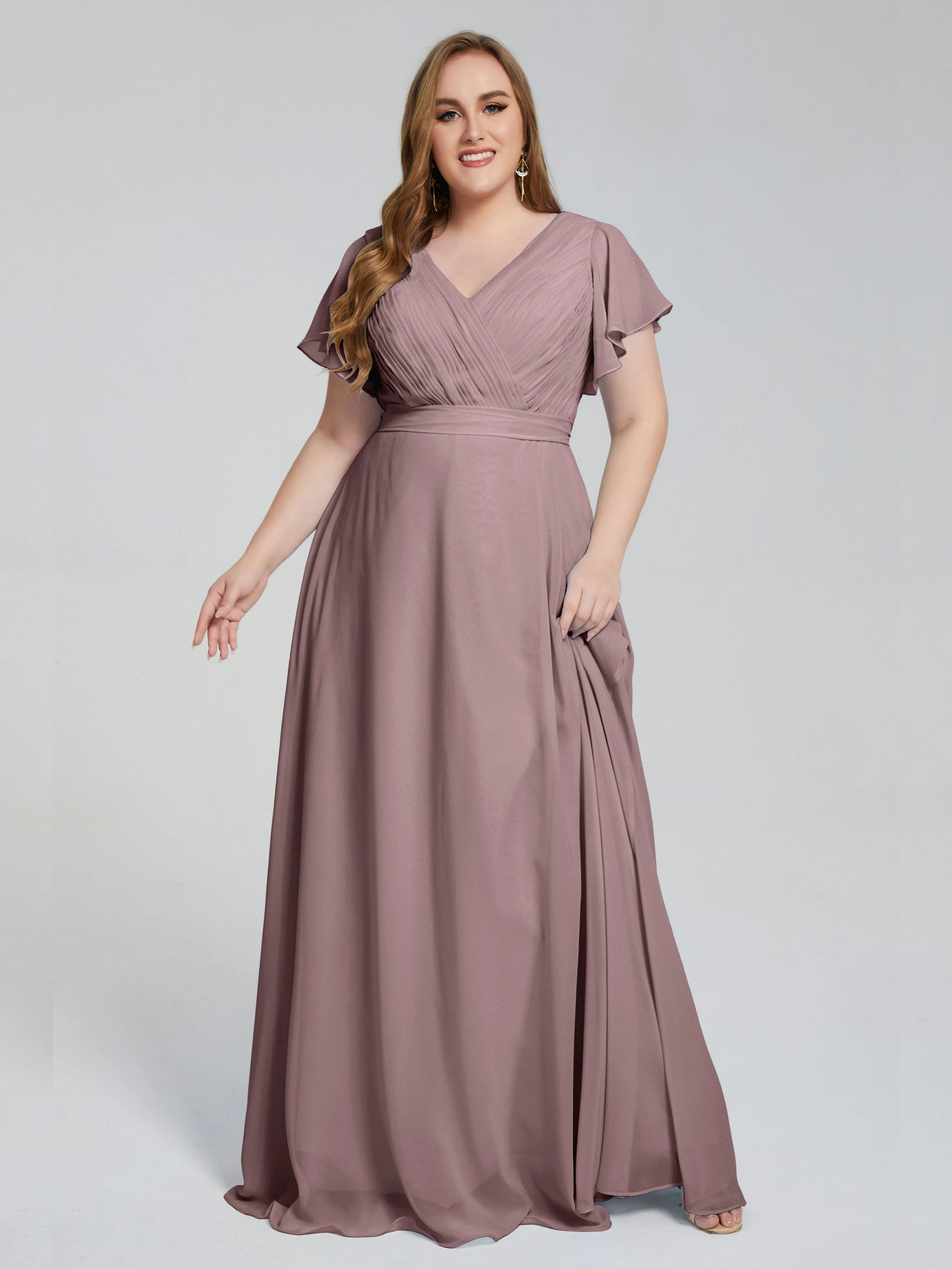 Plus Size Long Bridesmaid Dresses with Sleeves