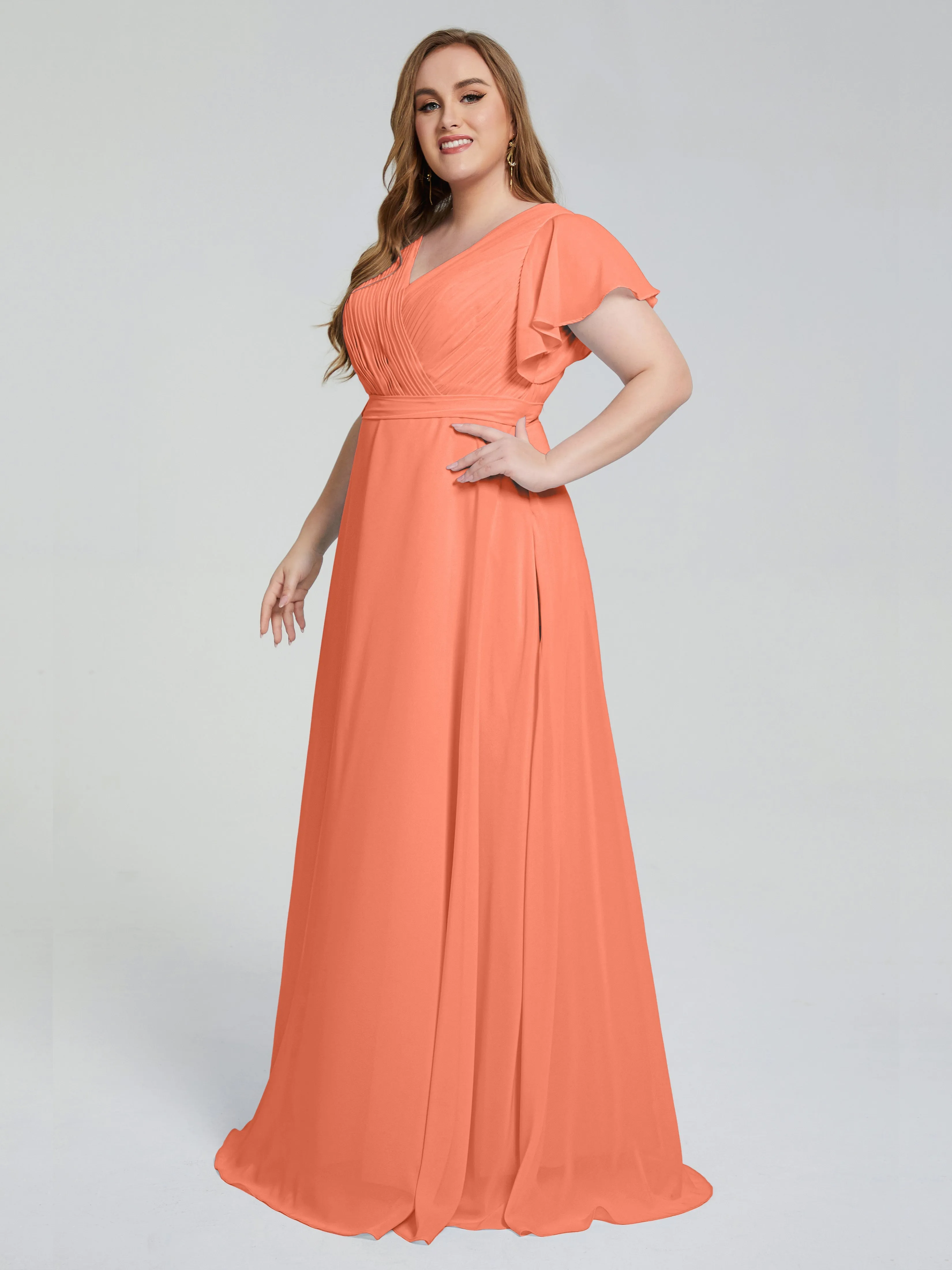 Plus Size Long Bridesmaid Dresses with Sleeves