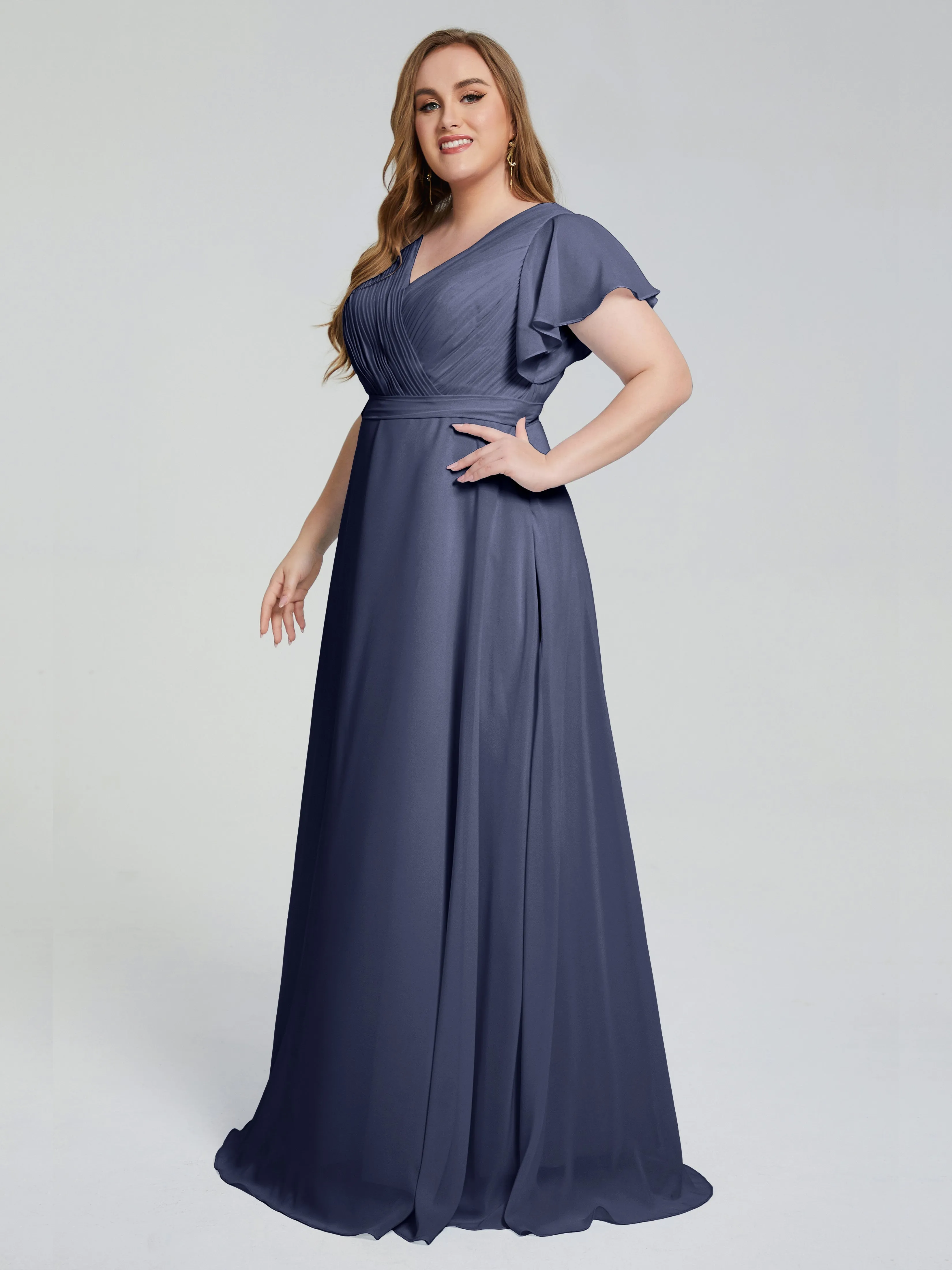 Plus Size Long Bridesmaid Dresses with Sleeves