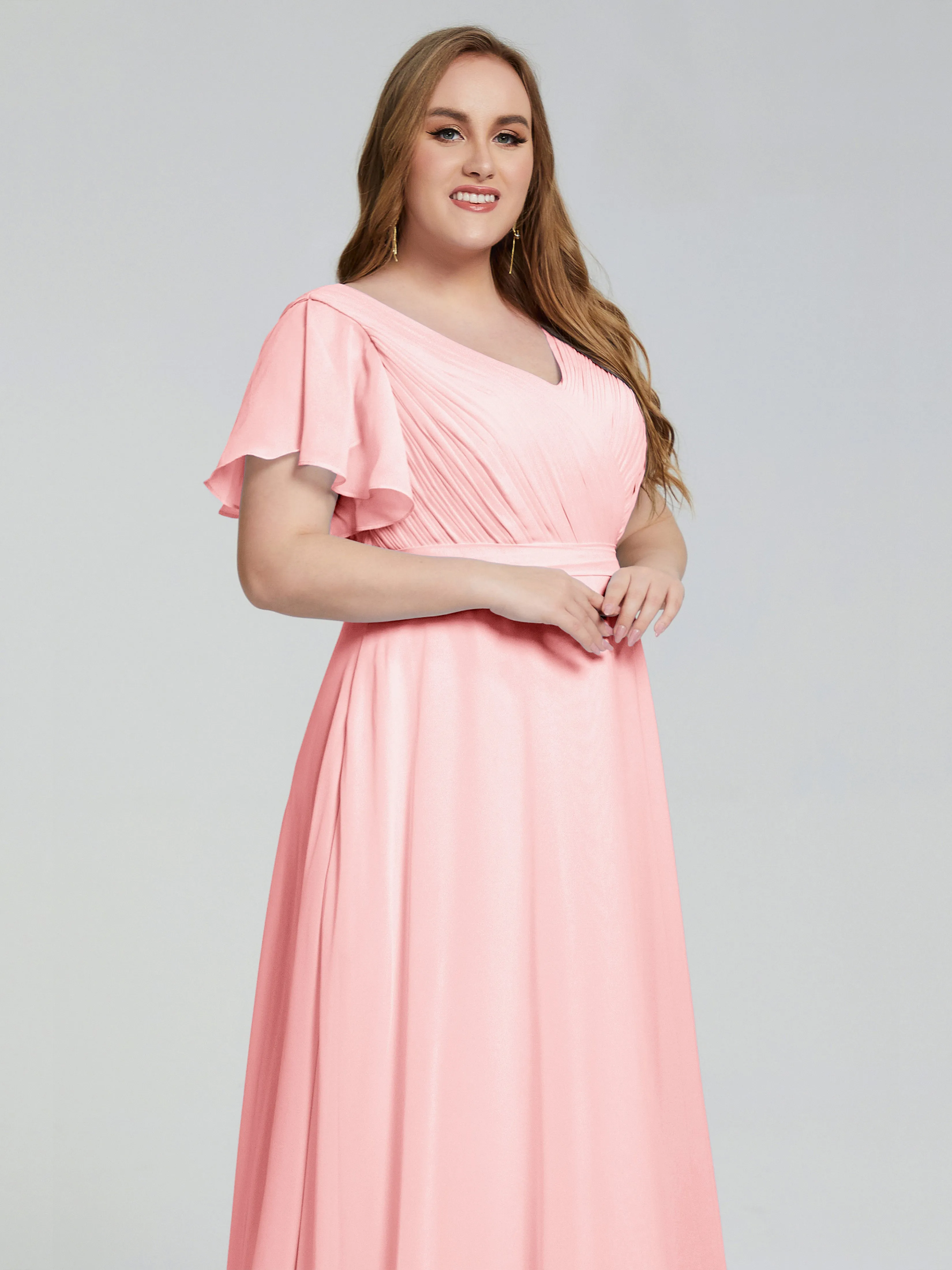 Plus Size Long Bridesmaid Dresses with Sleeves
