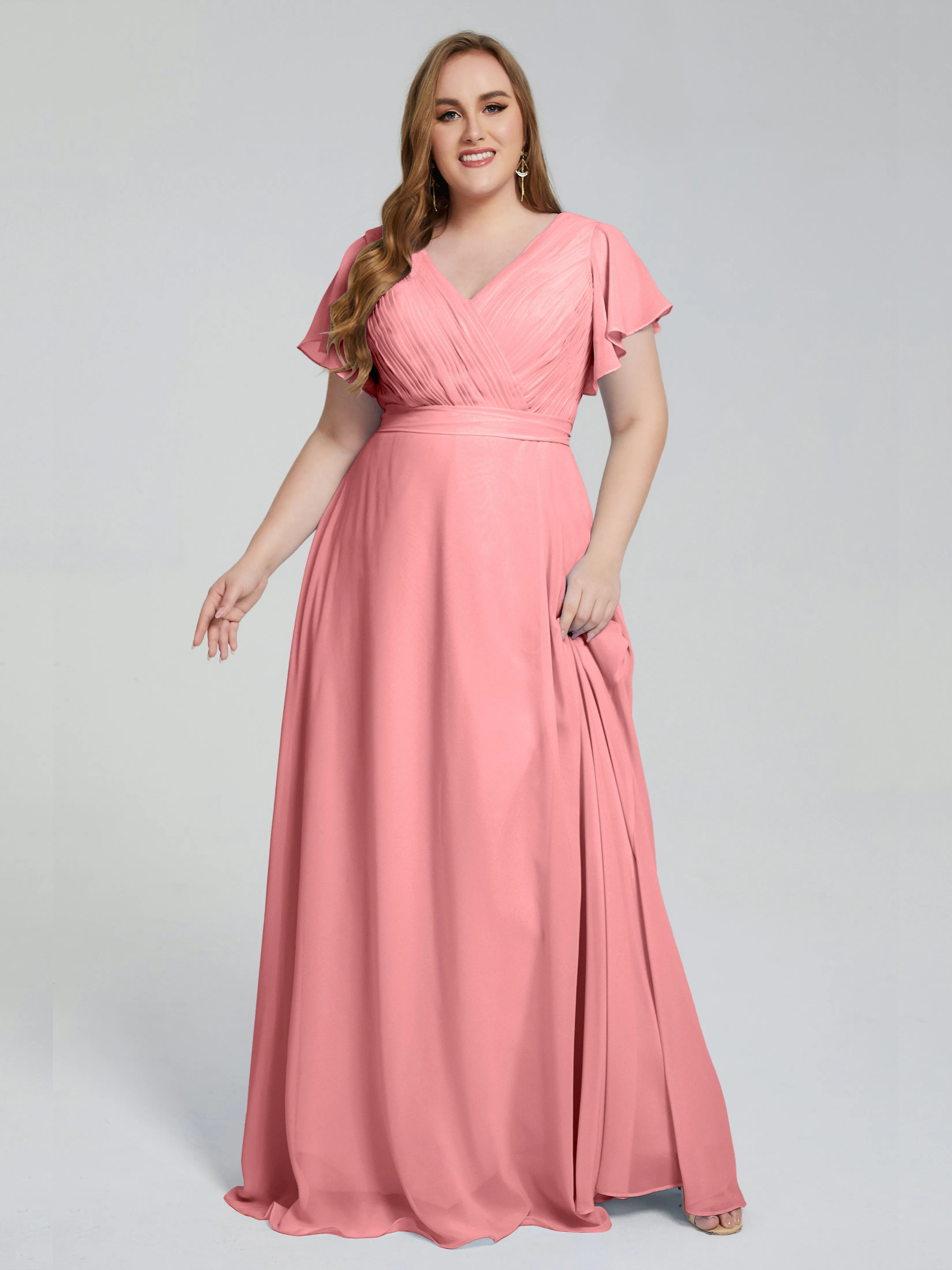 Plus Size Long Bridesmaid Dresses with Sleeves
