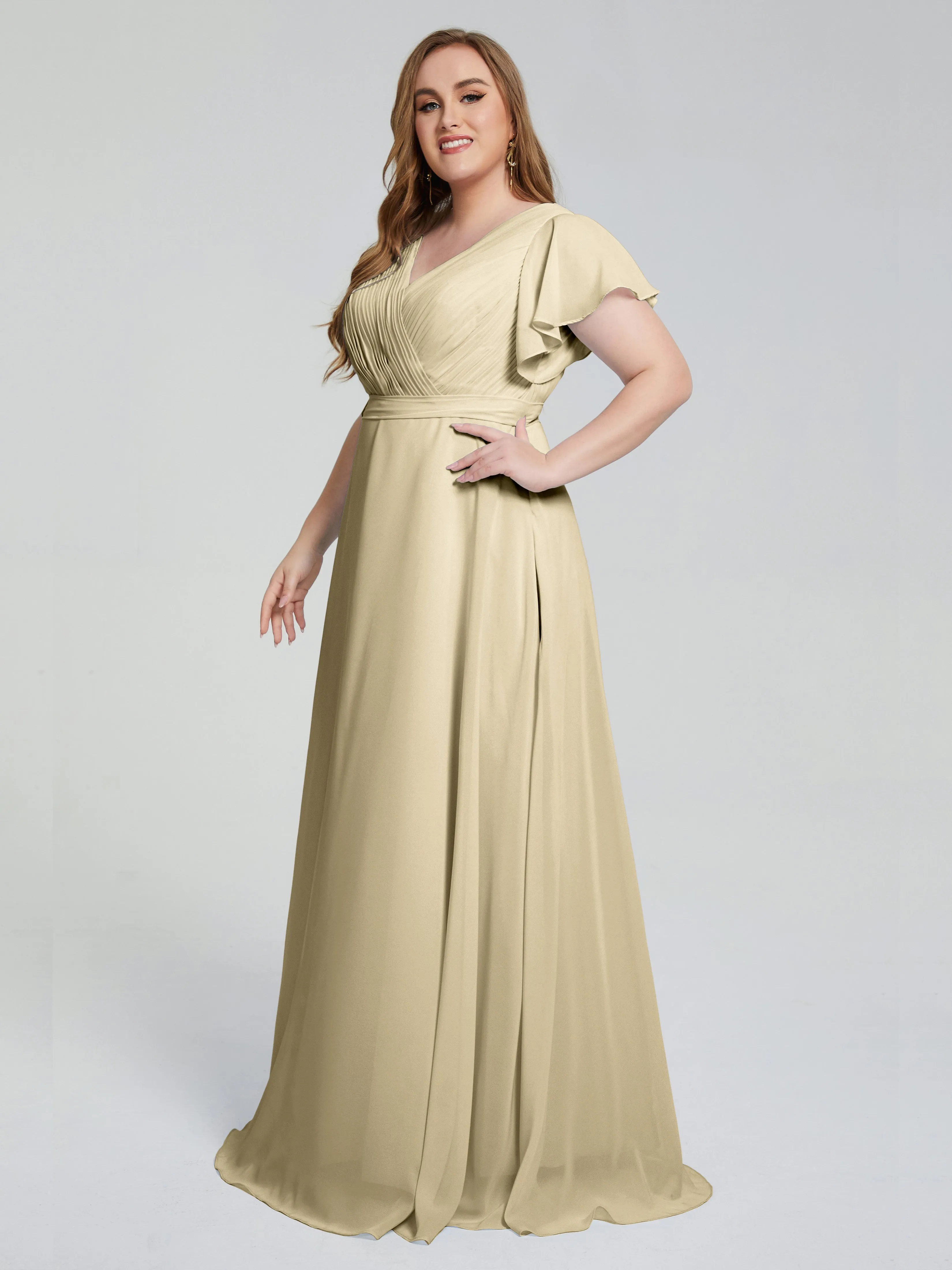 Plus Size Long Bridesmaid Dresses with Sleeves