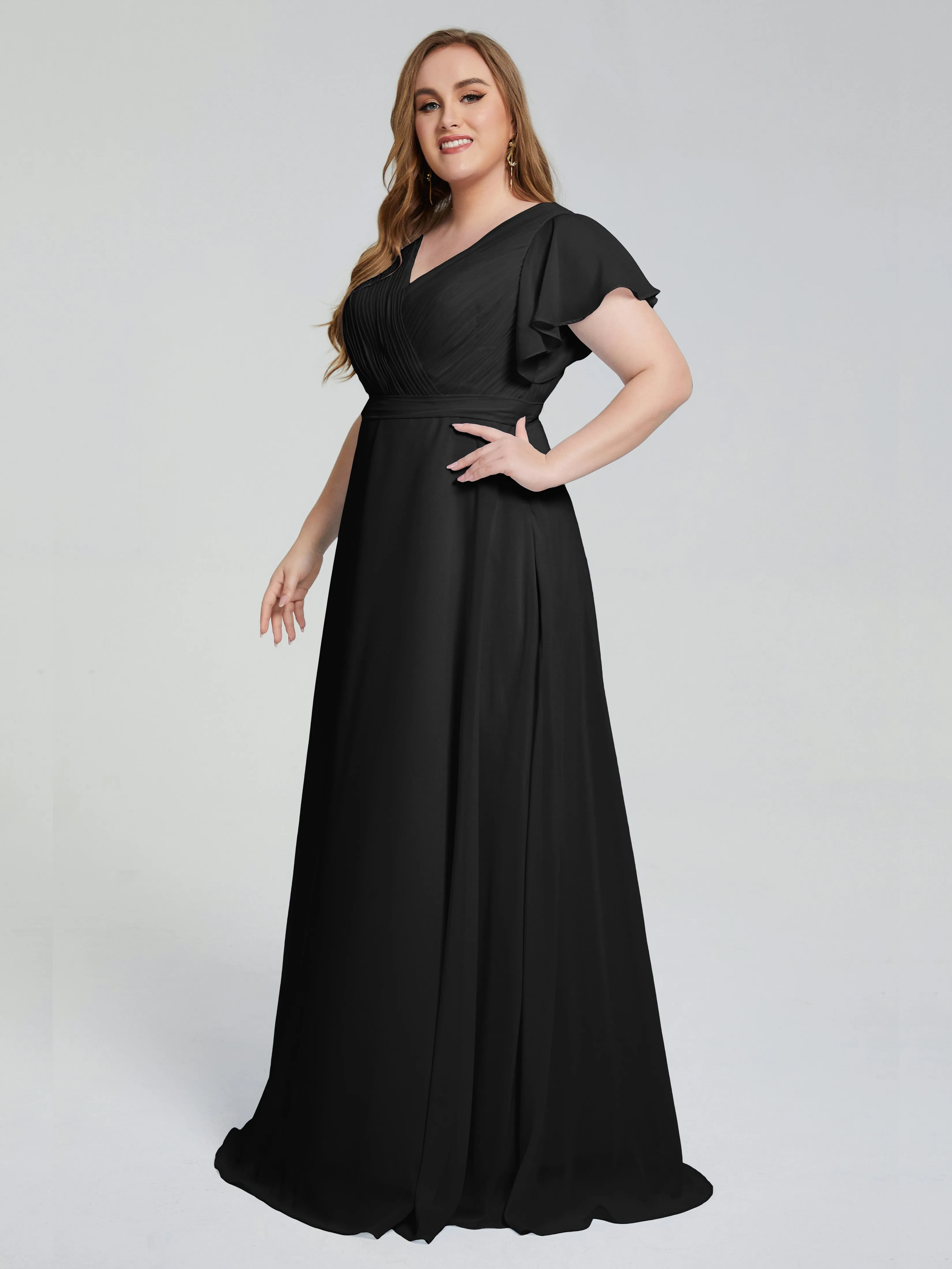 Plus Size Long Bridesmaid Dresses with Sleeves