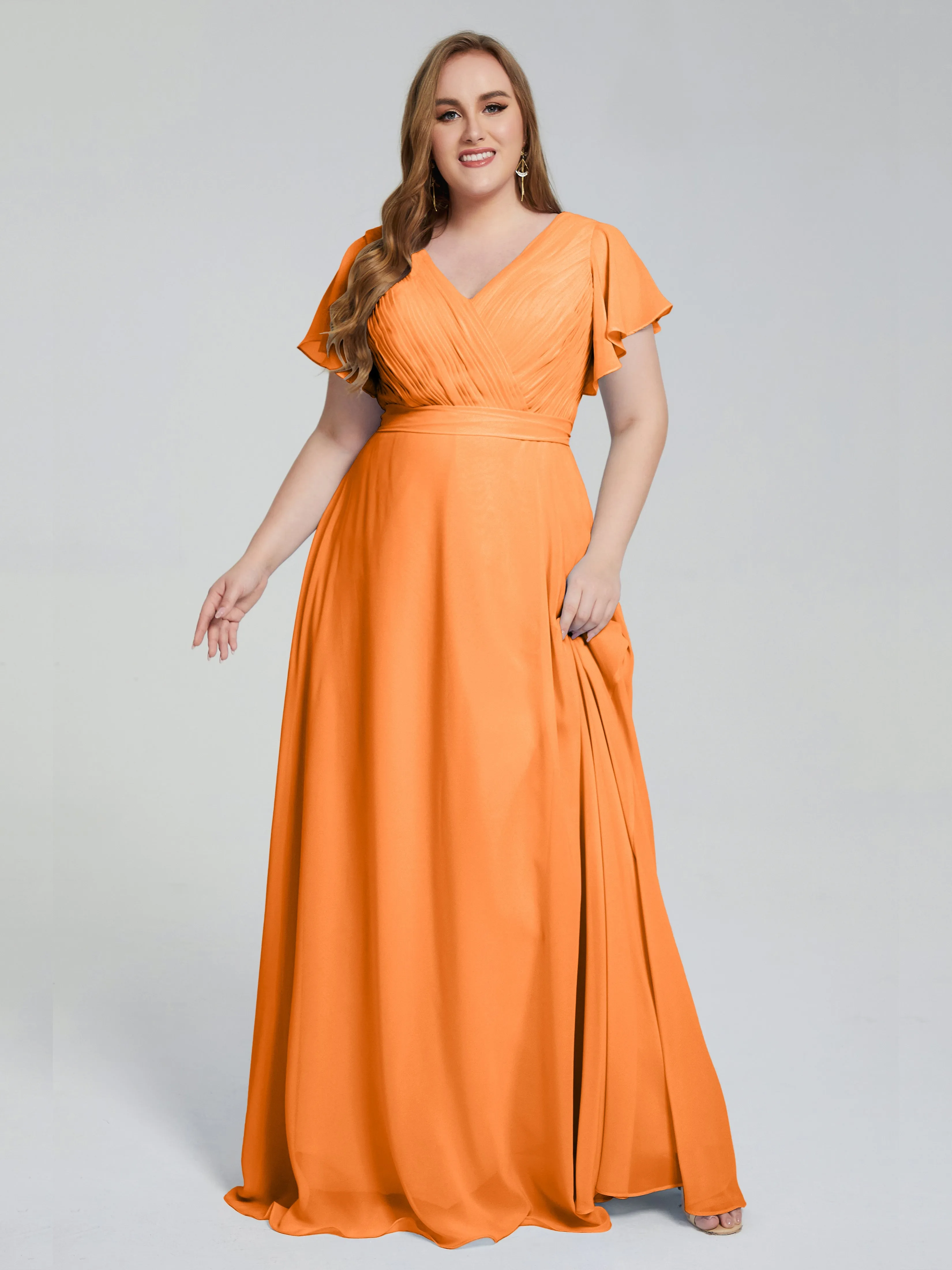 Plus Size Long Bridesmaid Dresses with Sleeves