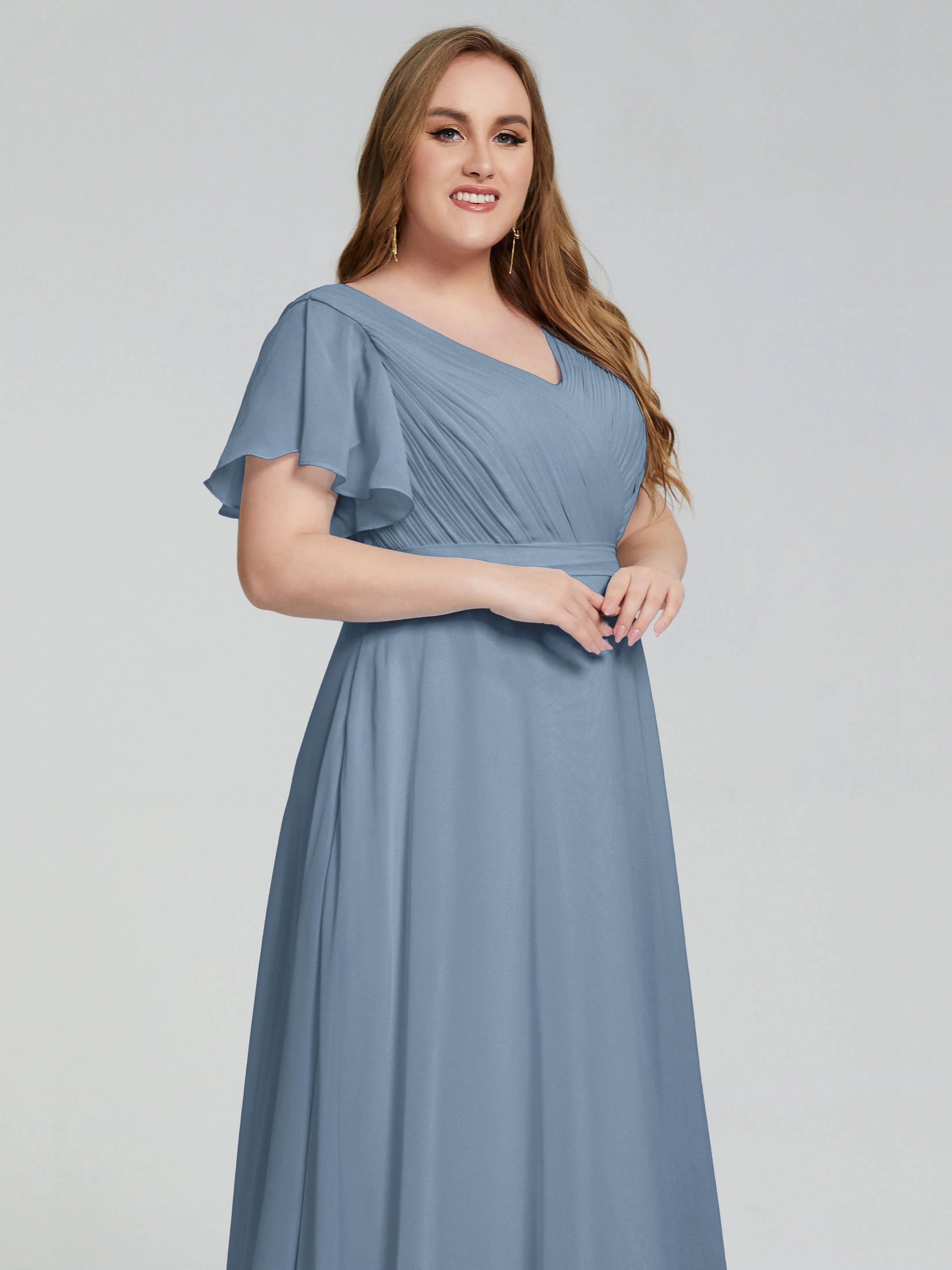 Plus Size Long Bridesmaid Dresses with Sleeves
