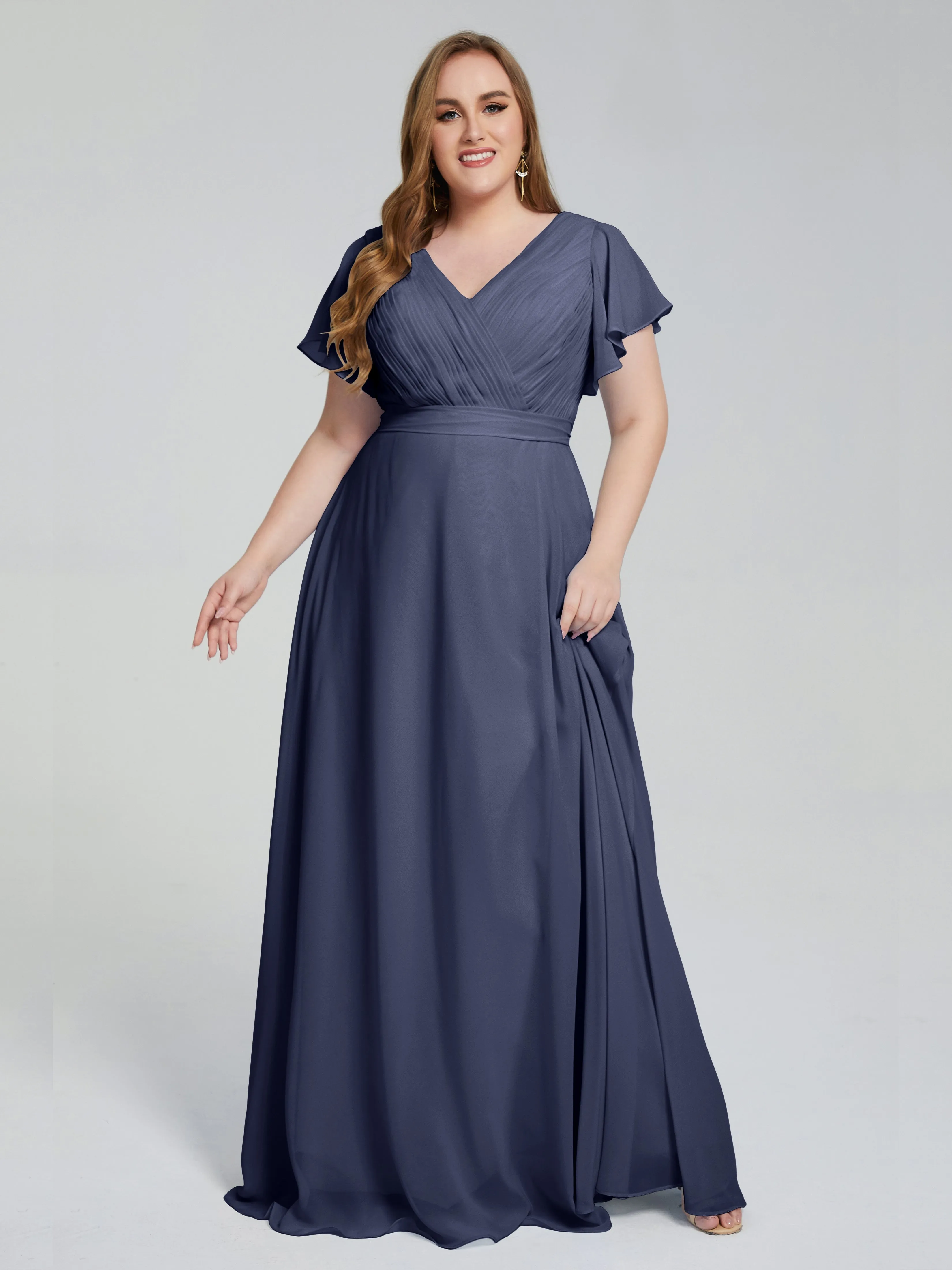Plus Size Long Bridesmaid Dresses with Sleeves
