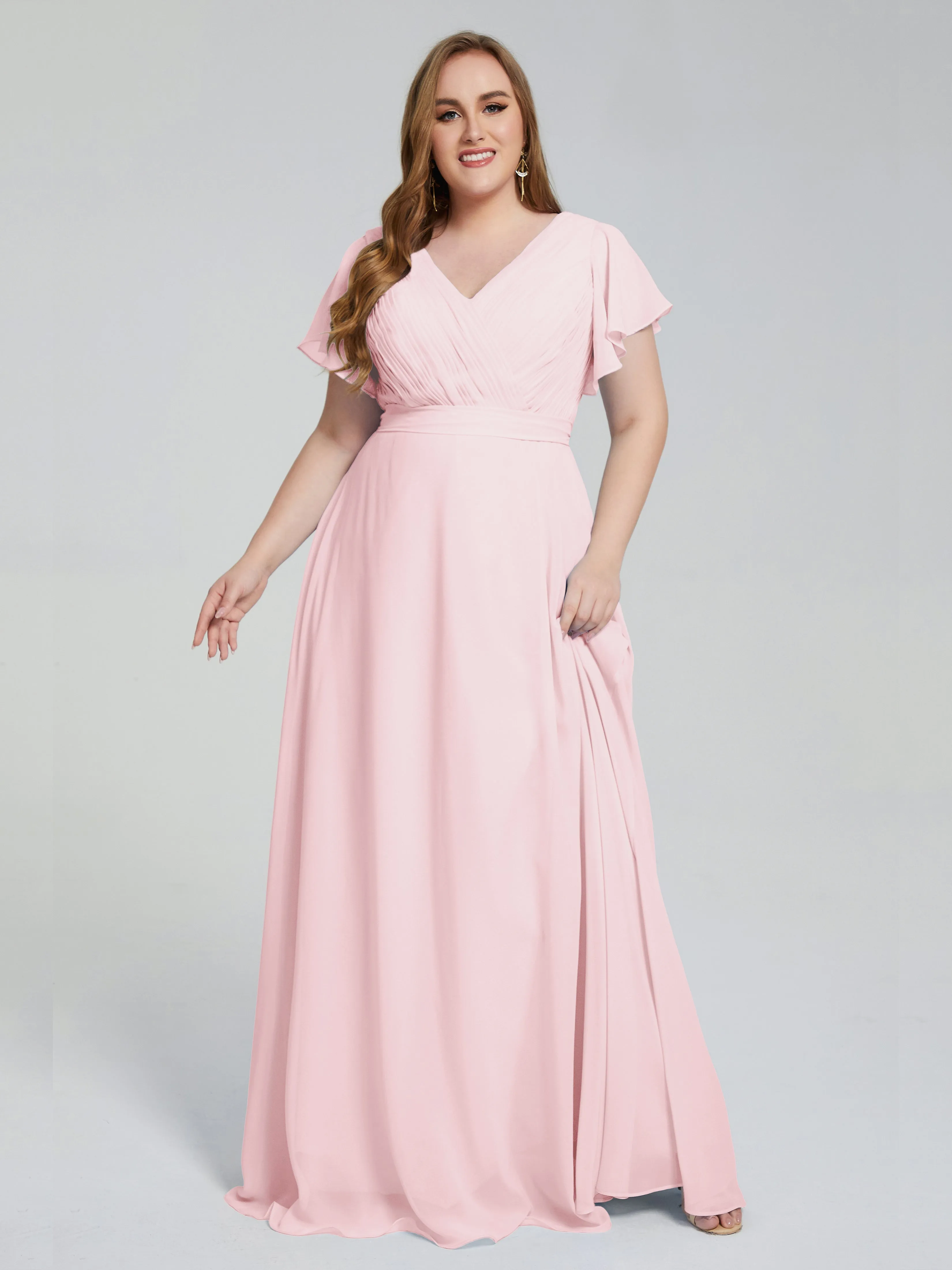 Plus Size Long Bridesmaid Dresses with Sleeves