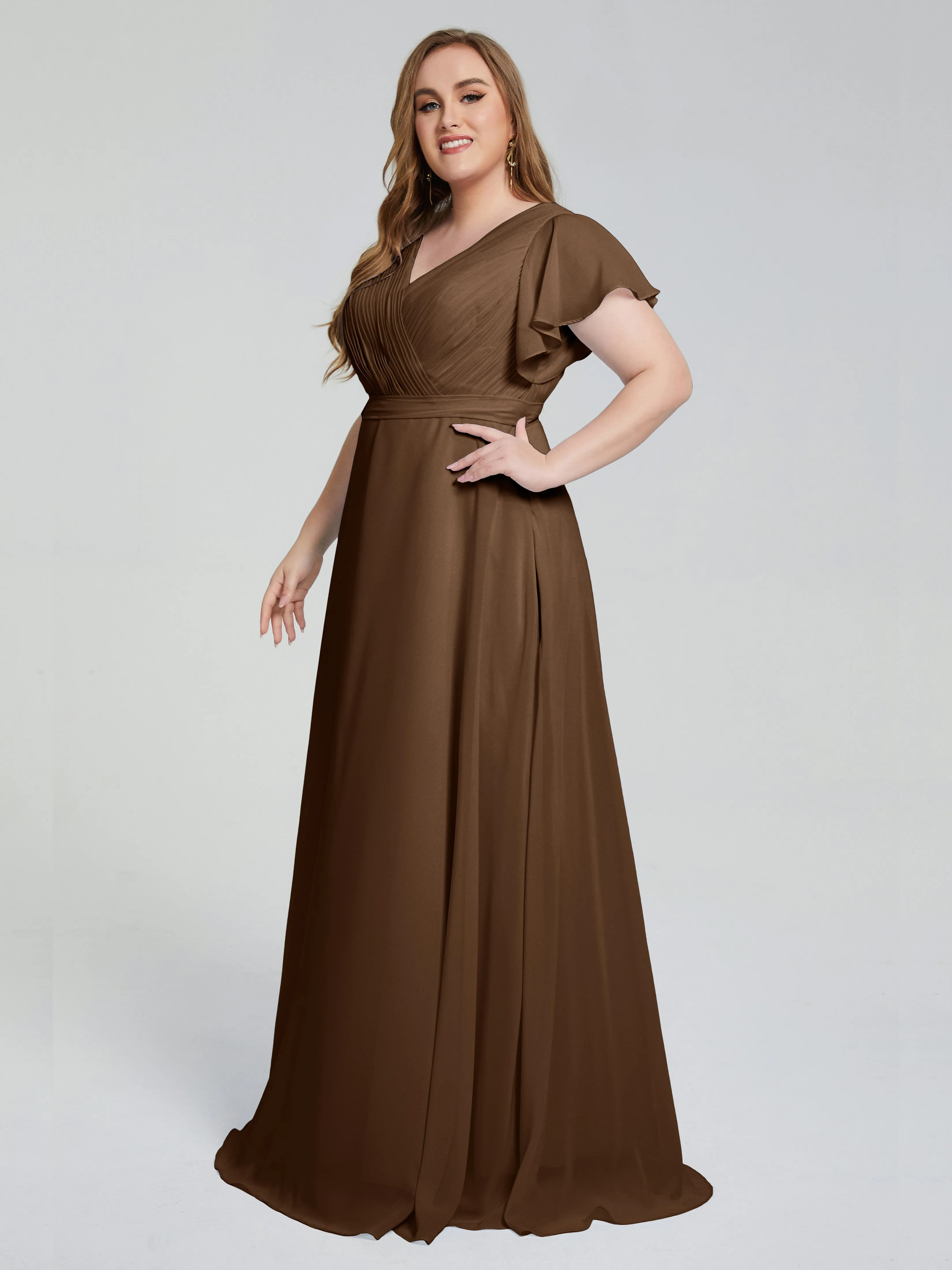 Plus Size Long Bridesmaid Dresses with Sleeves