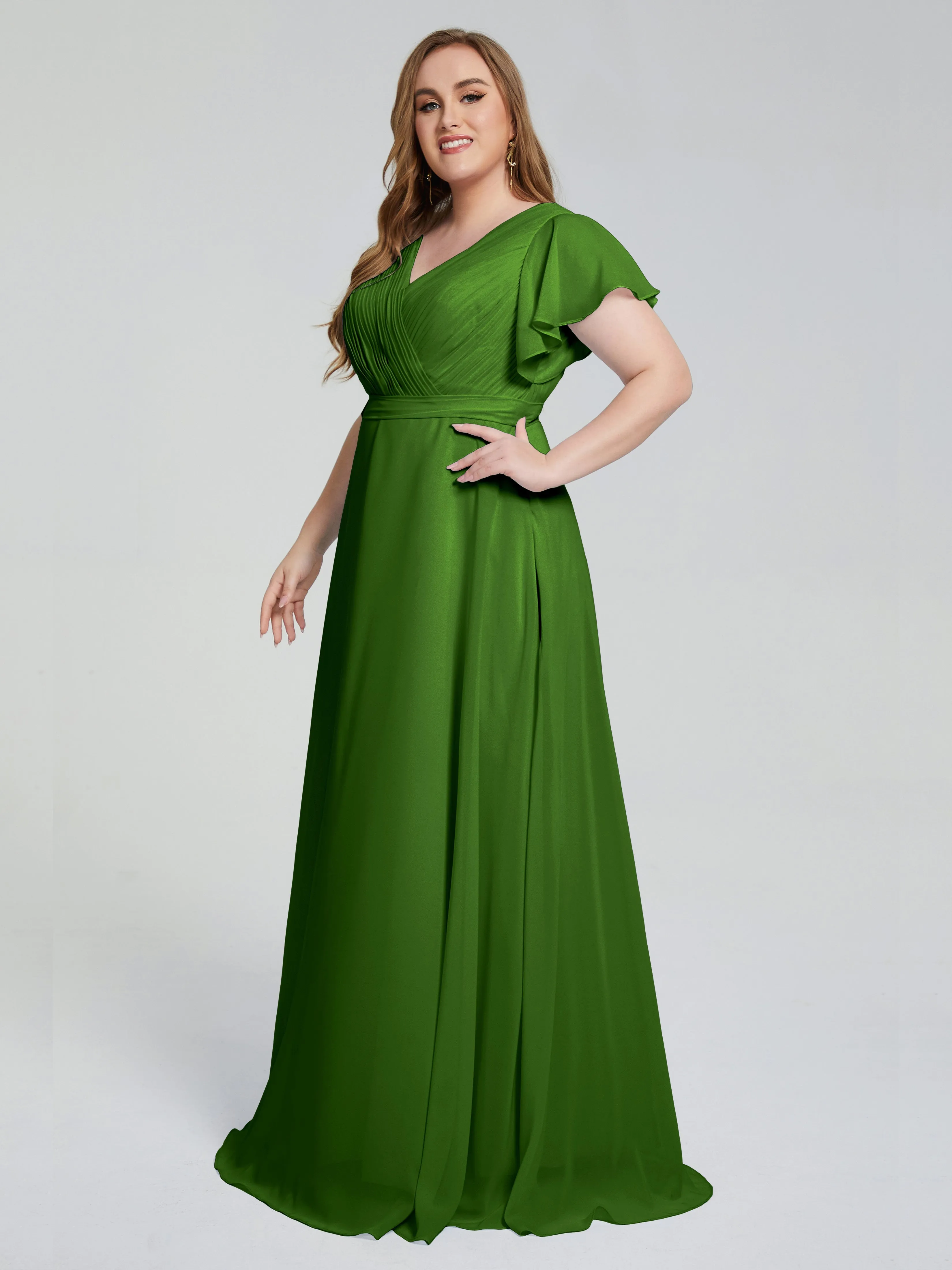 Plus Size Long Bridesmaid Dresses with Sleeves