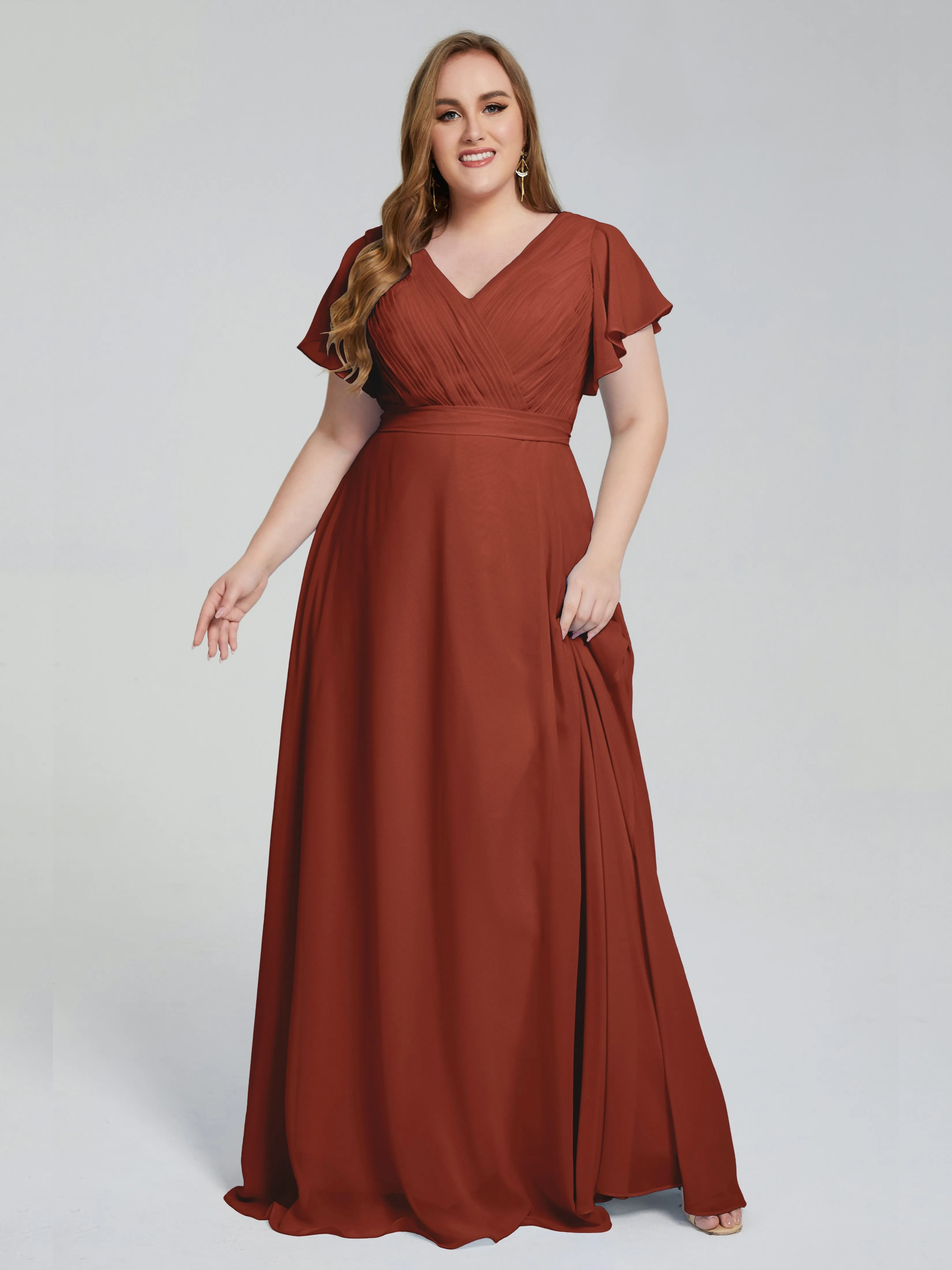 Plus Size Long Bridesmaid Dresses with Sleeves