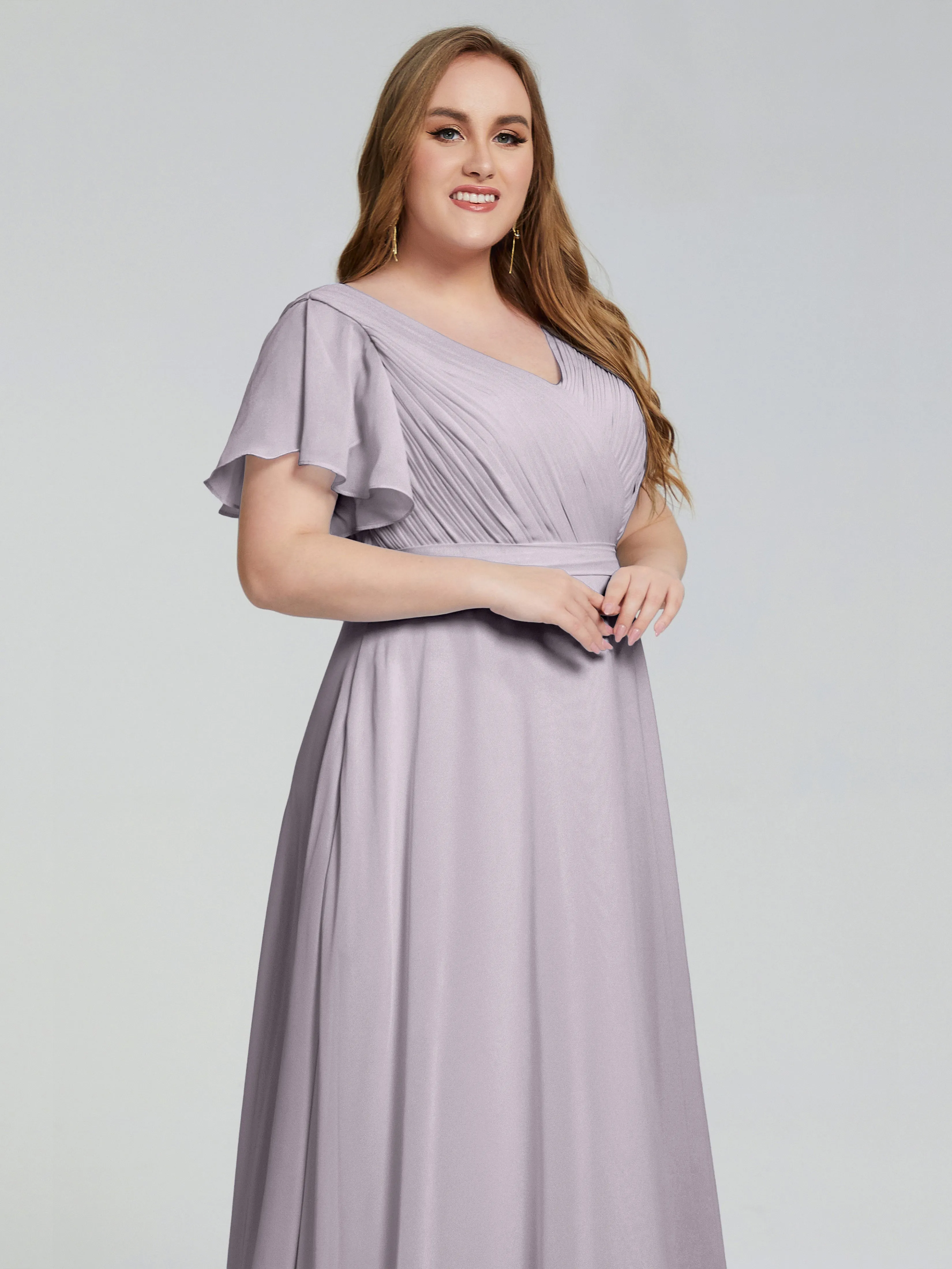 Plus Size Long Bridesmaid Dresses with Sleeves