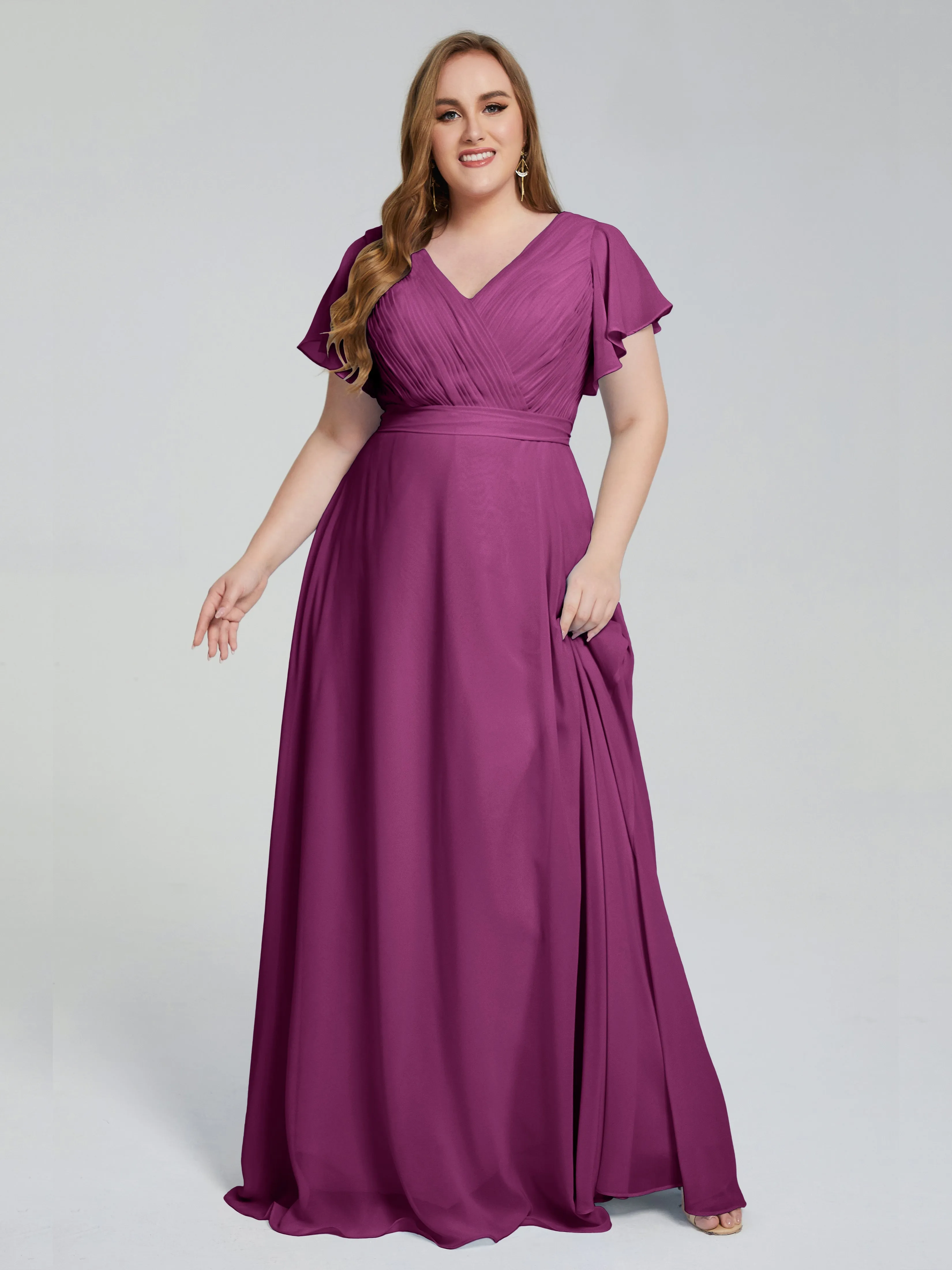 Plus Size Long Bridesmaid Dresses with Sleeves