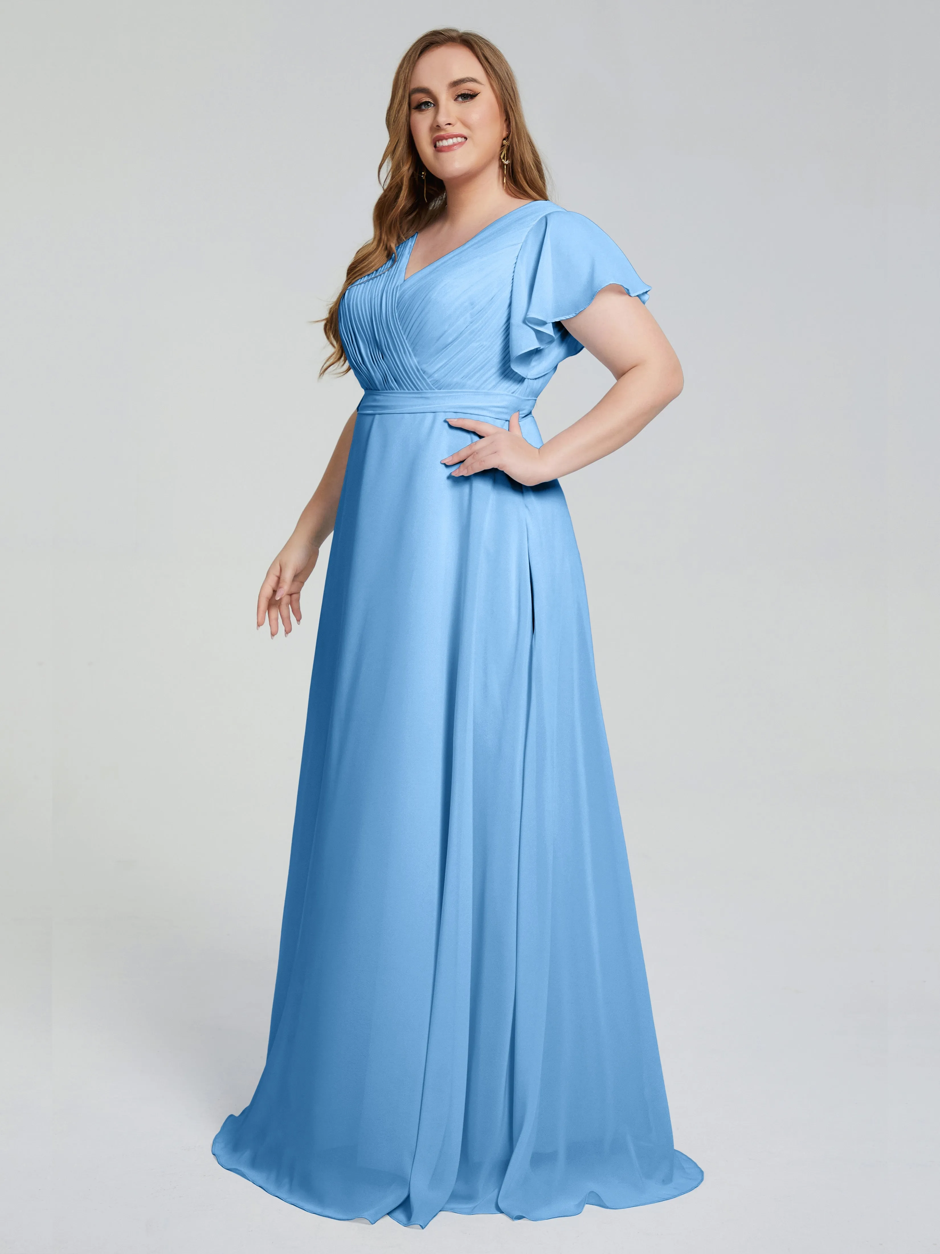 Plus Size Long Bridesmaid Dresses with Sleeves