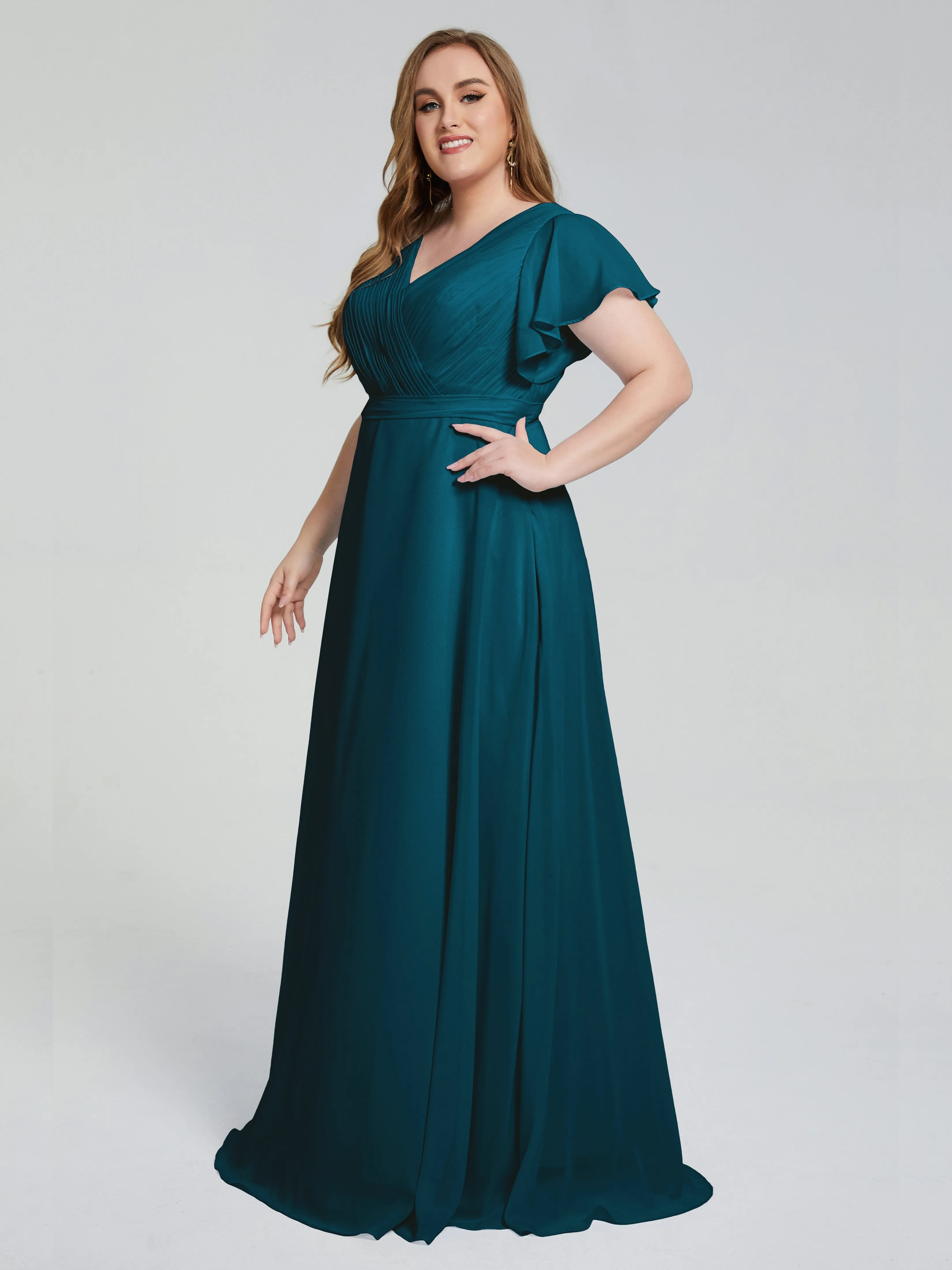Plus Size Long Bridesmaid Dresses with Sleeves