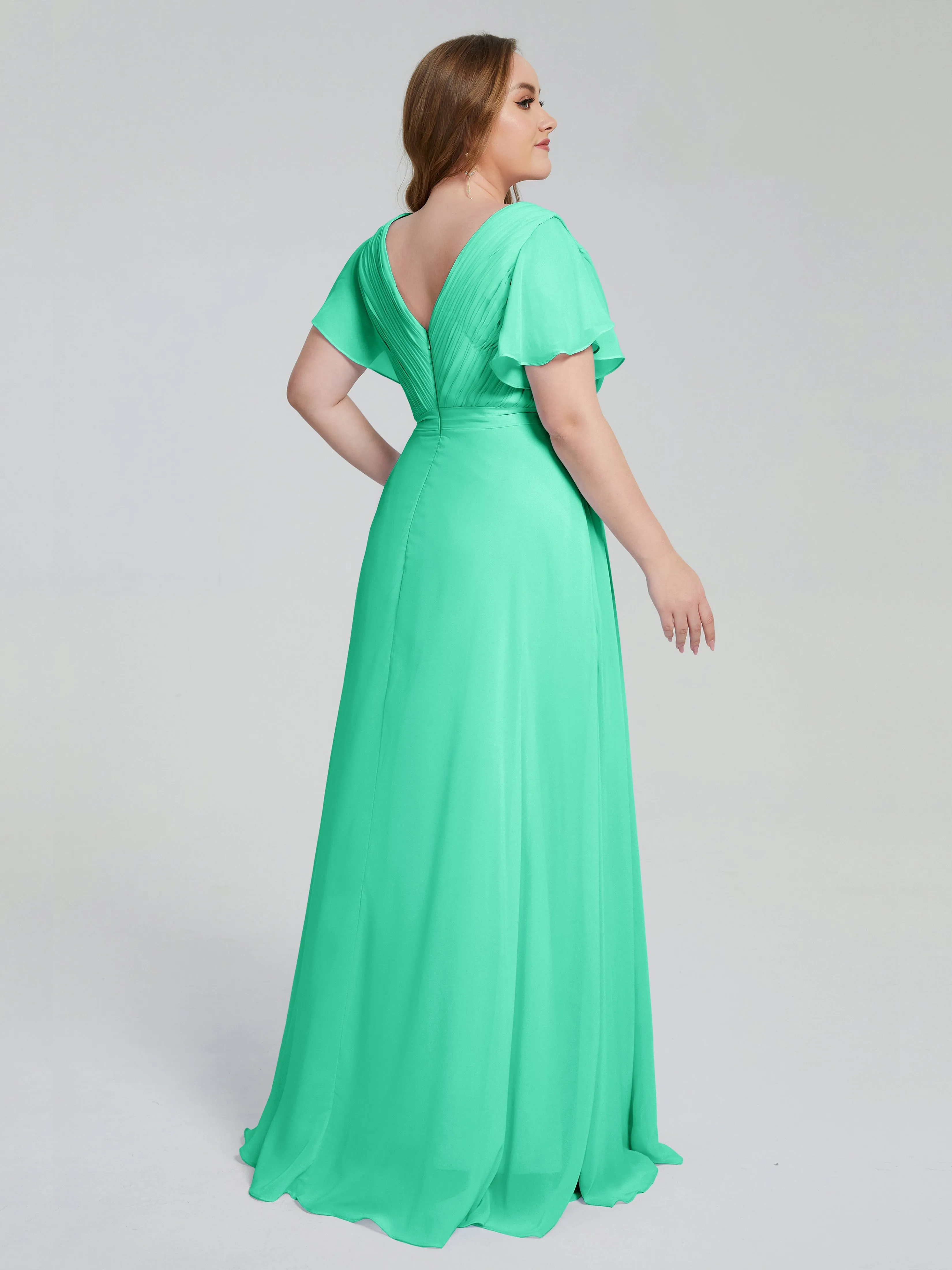 Plus Size Long Bridesmaid Dresses with Sleeves